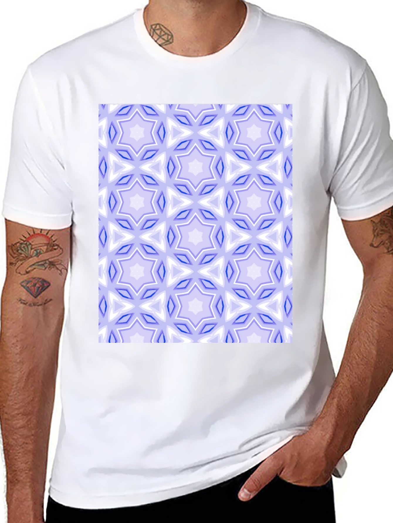 Black Geometric Star Pattern Tee view 8