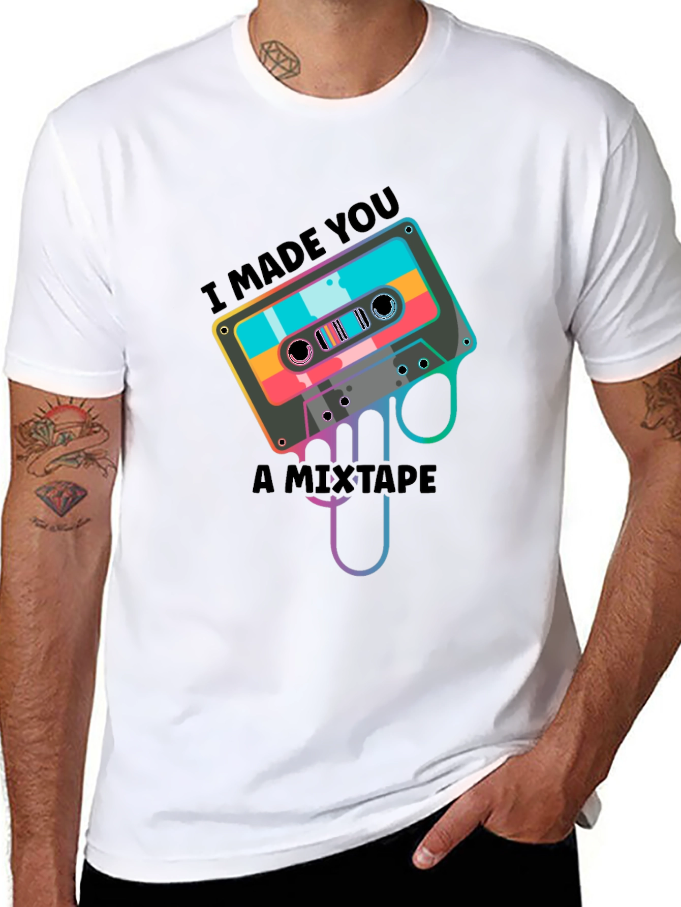 Black Retro Mixtape T-Shirt - I Made You A Mixtape view 8