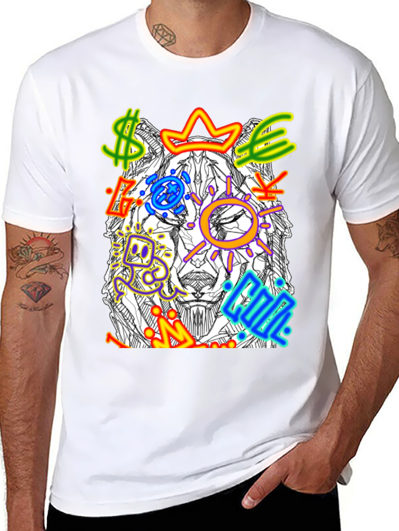 Black Wolf Graffiti Art Graphic T-Shirt view 8
