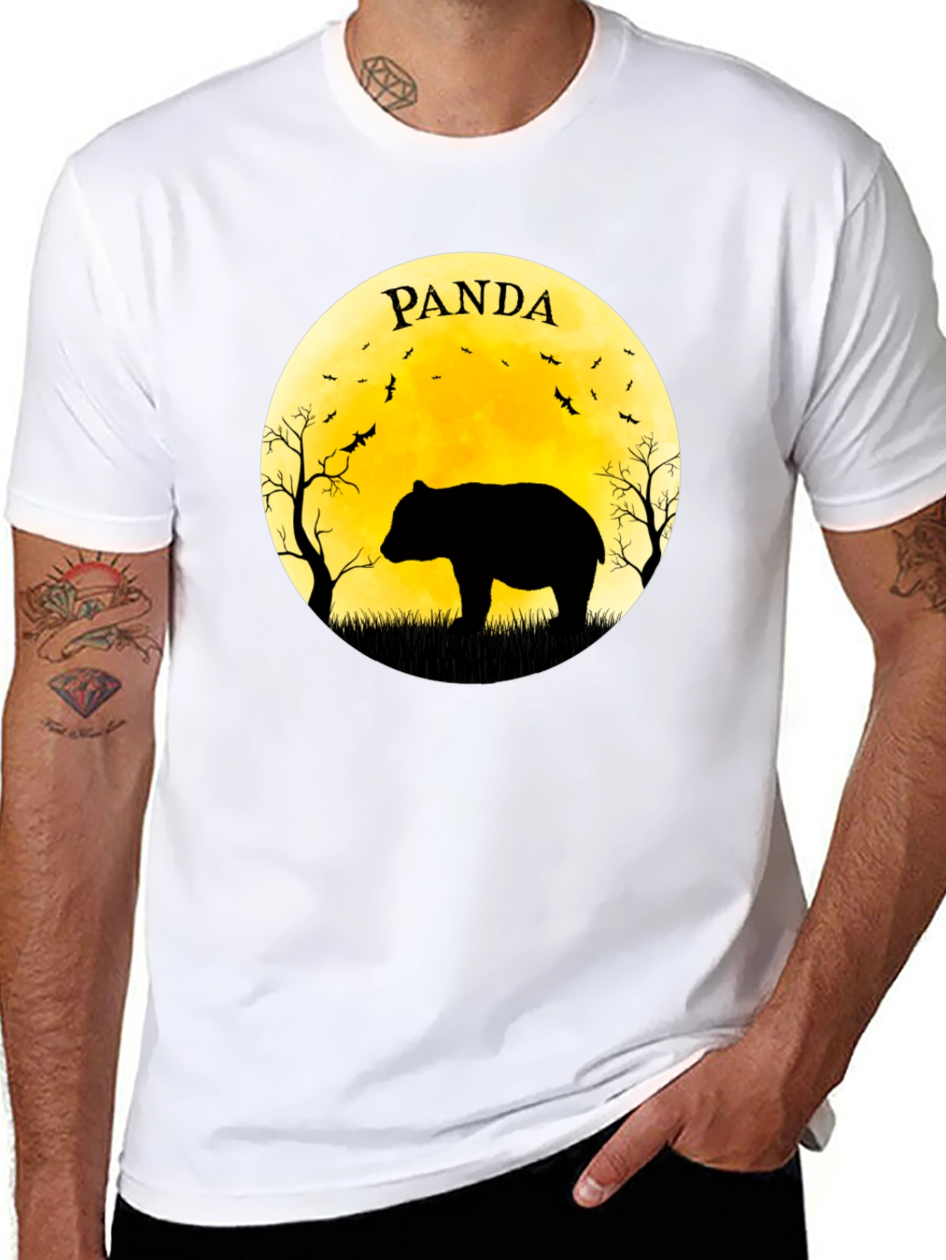 Black PANDA Silhouette Tee - Unique Graphic T-Shirt view 8