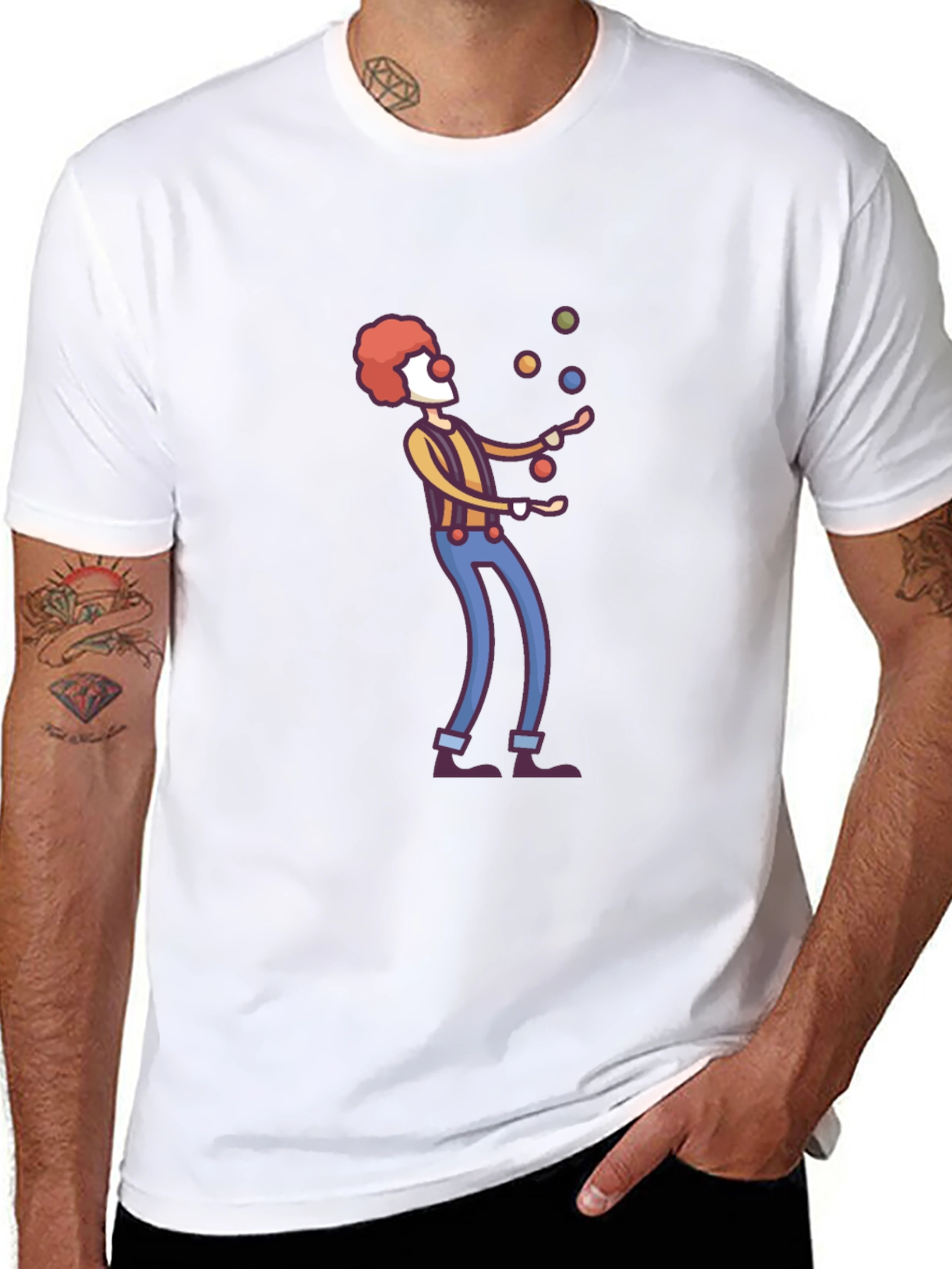 Black Clown Juggling T-Shirt - Funny Graphic Tee view 8