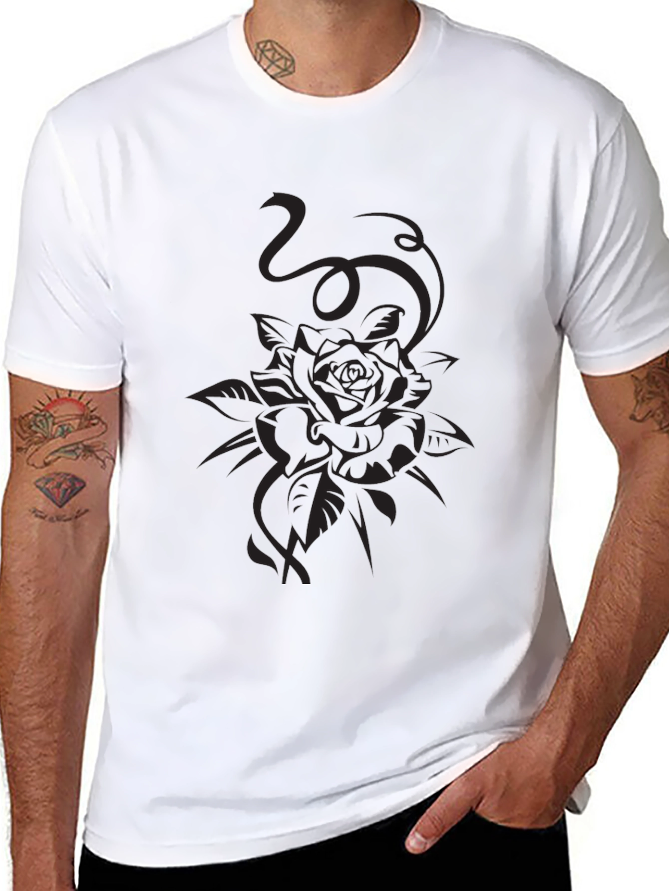 Black Black Rose Graphic Tee - Stylish Menswear view 8