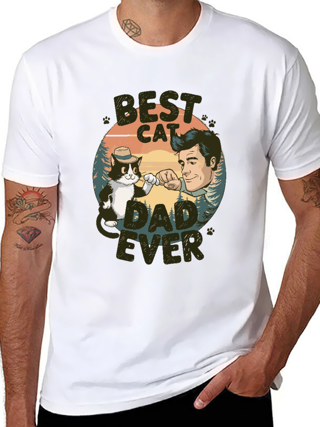 Black Best Cat Dad Ever T-Shirt view 8