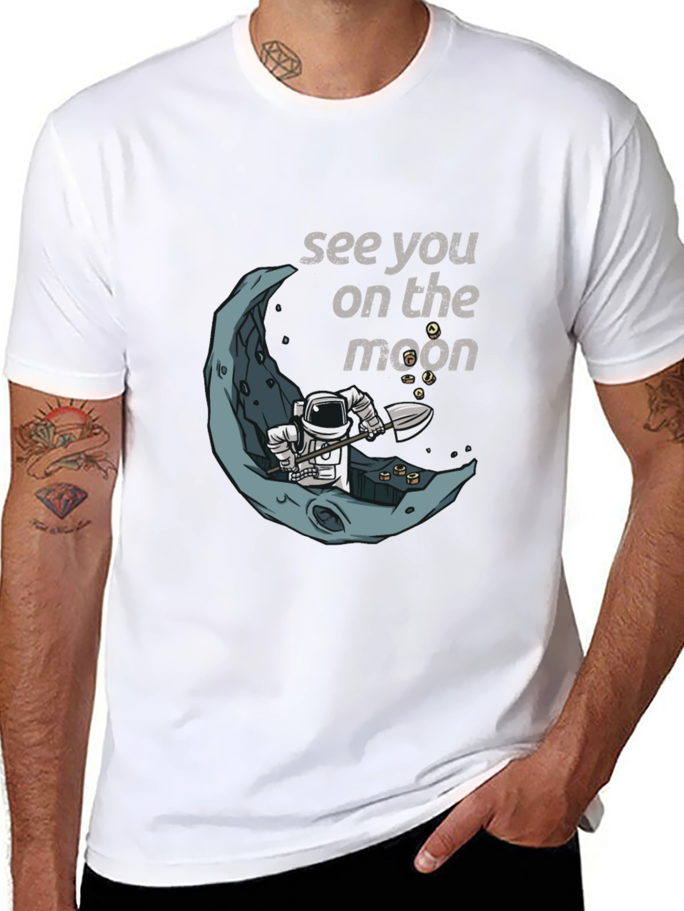 Black See You On The Moon T-Shirt, Spaceman Graphic Tee view 8