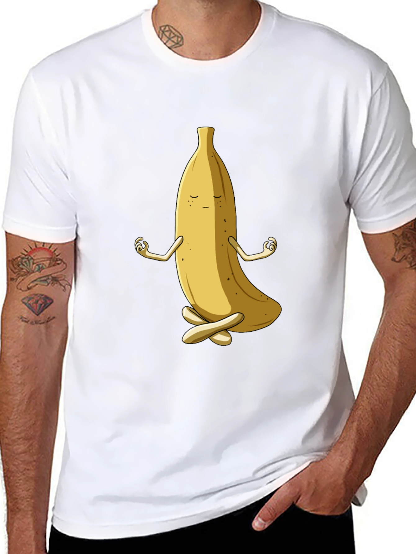 Black Zen Banana T-Shirt - Funny Meditating Fruit Tee view 8