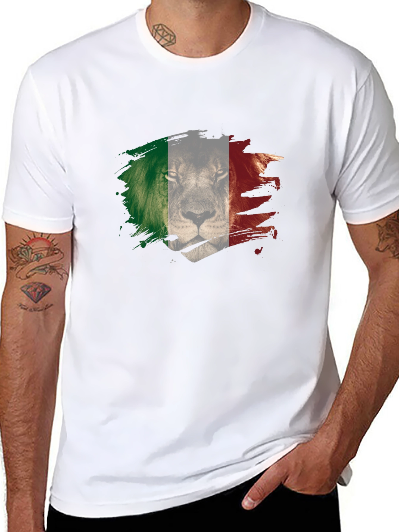 Black Lion Italy Flag Men's T-Shirt view 8