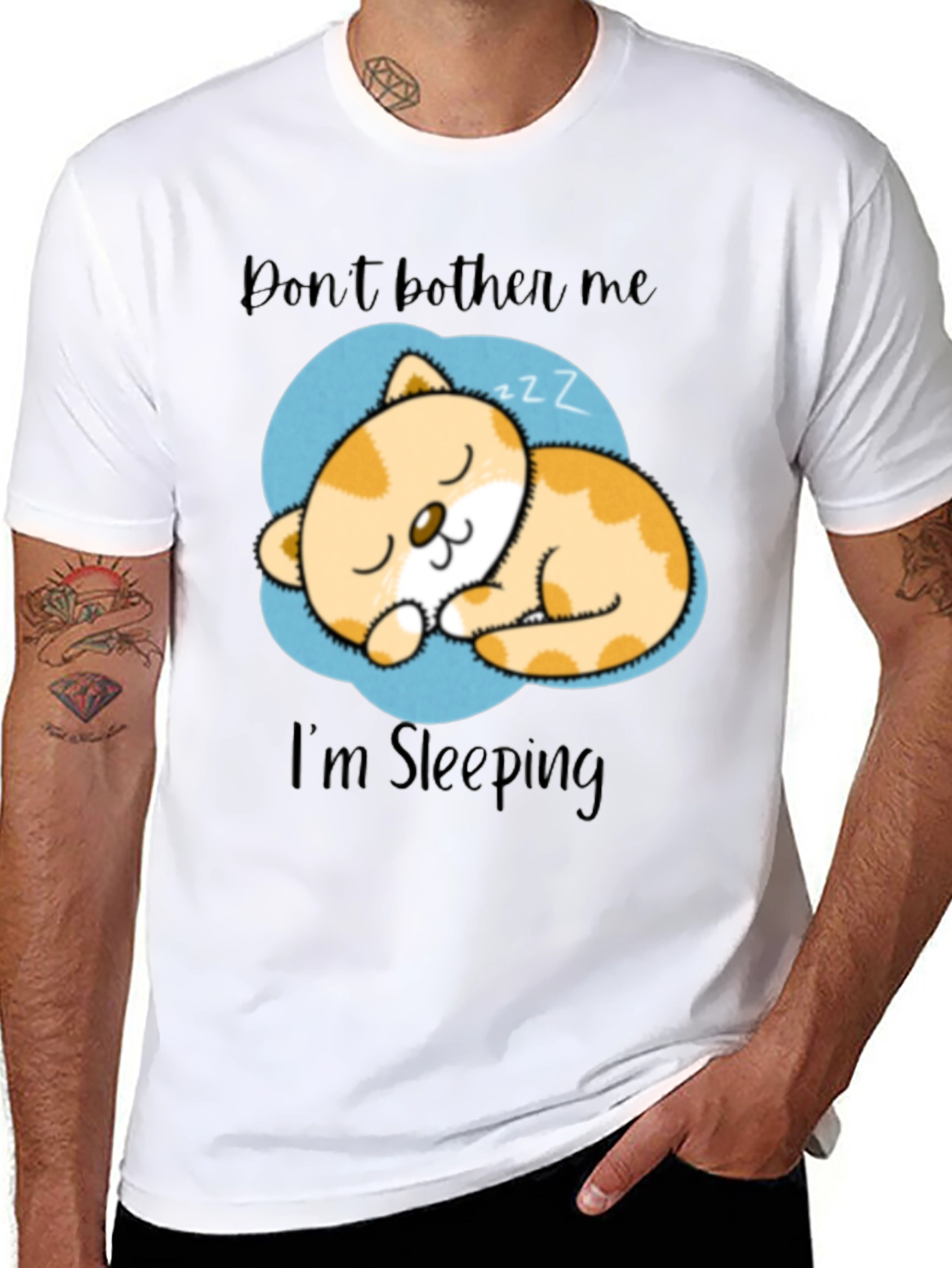 Black Don't Bother Me I'm Sleeping Cat Graphic T-Shirt view 8