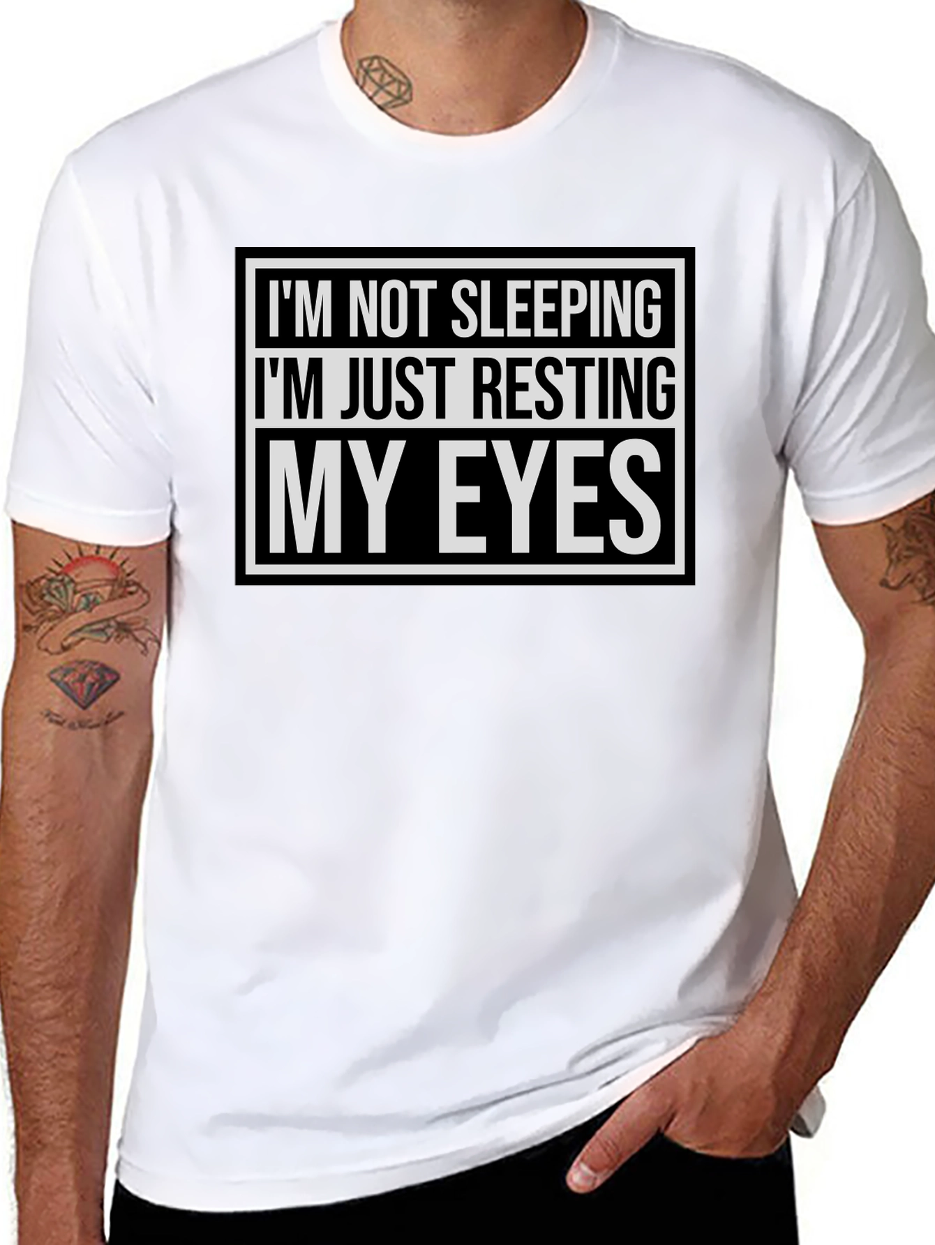 Black Resting My Eyes Funny T-Shirt - Black view 8