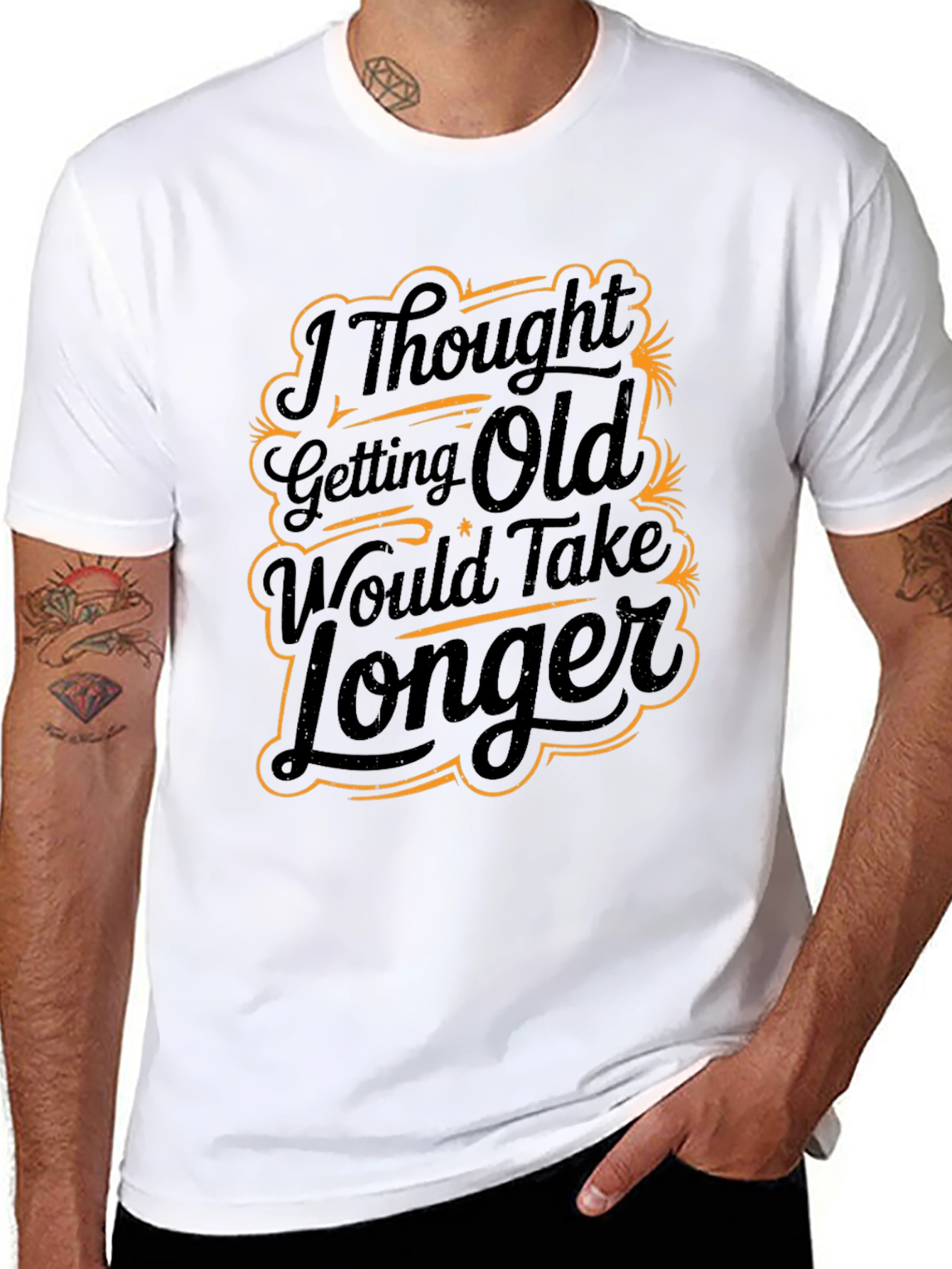 Black Funny "Getting Old" Graphic Print Black T-Shirt view 8