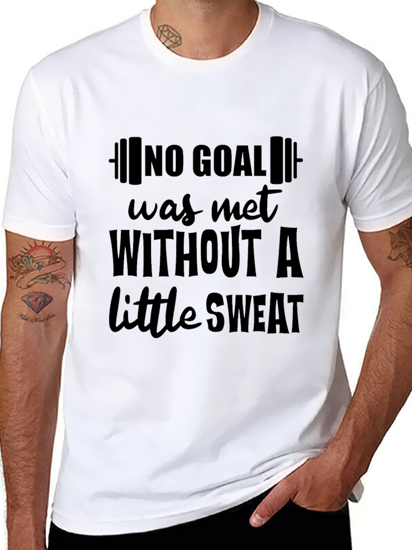 Black Motivational Workout T-Shirt - "No Goal Without Sweat" view 8