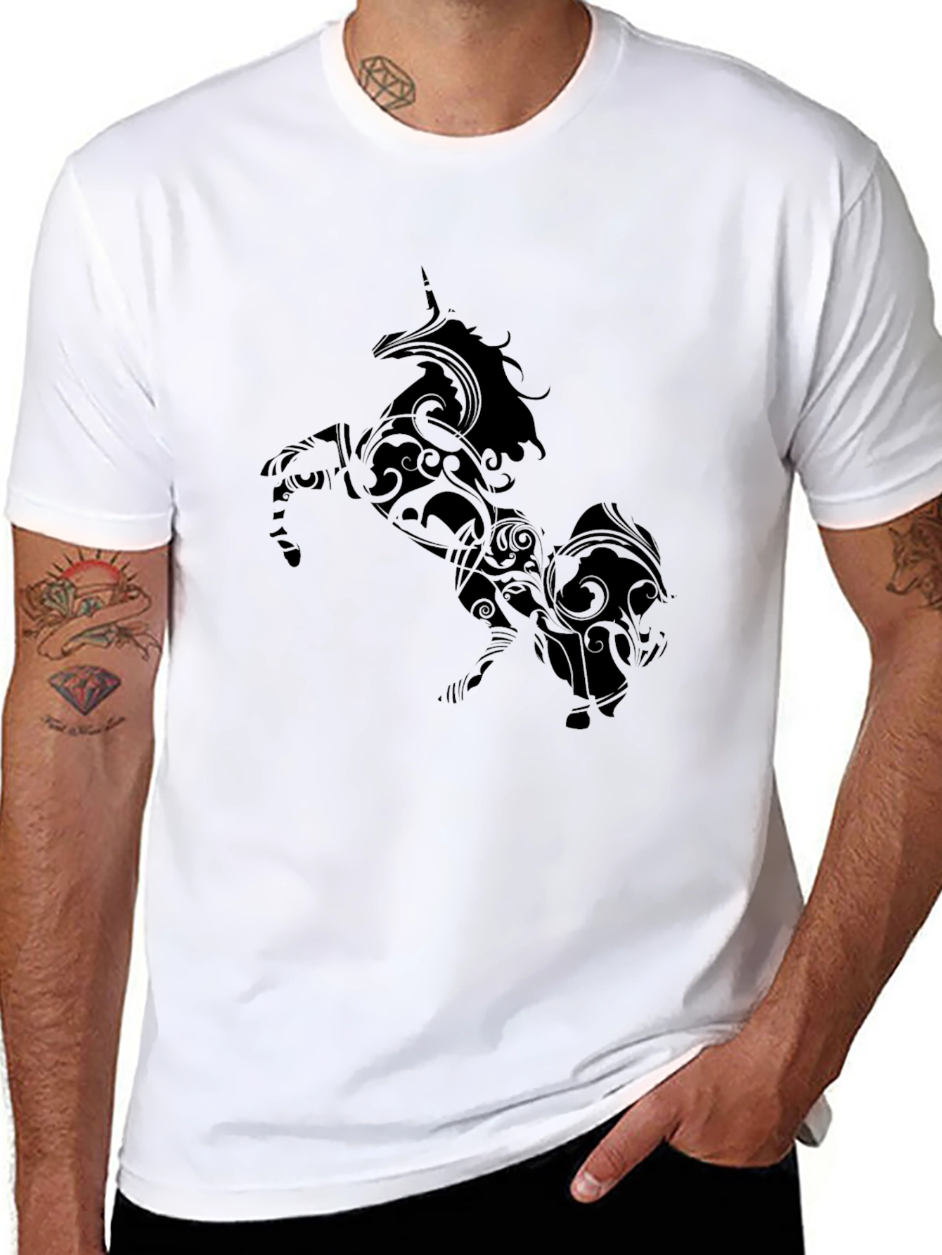 Black Unicorn Graphic Black Tee Shirt view 8