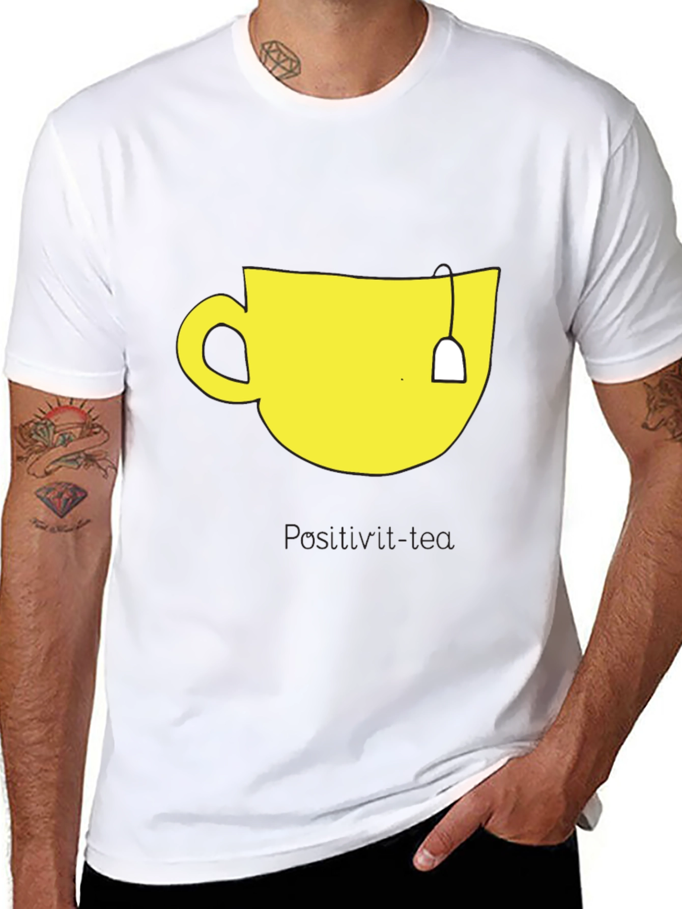 Black Teacup Graphic Tee - Men's Black Cotton T-Shirt view 8