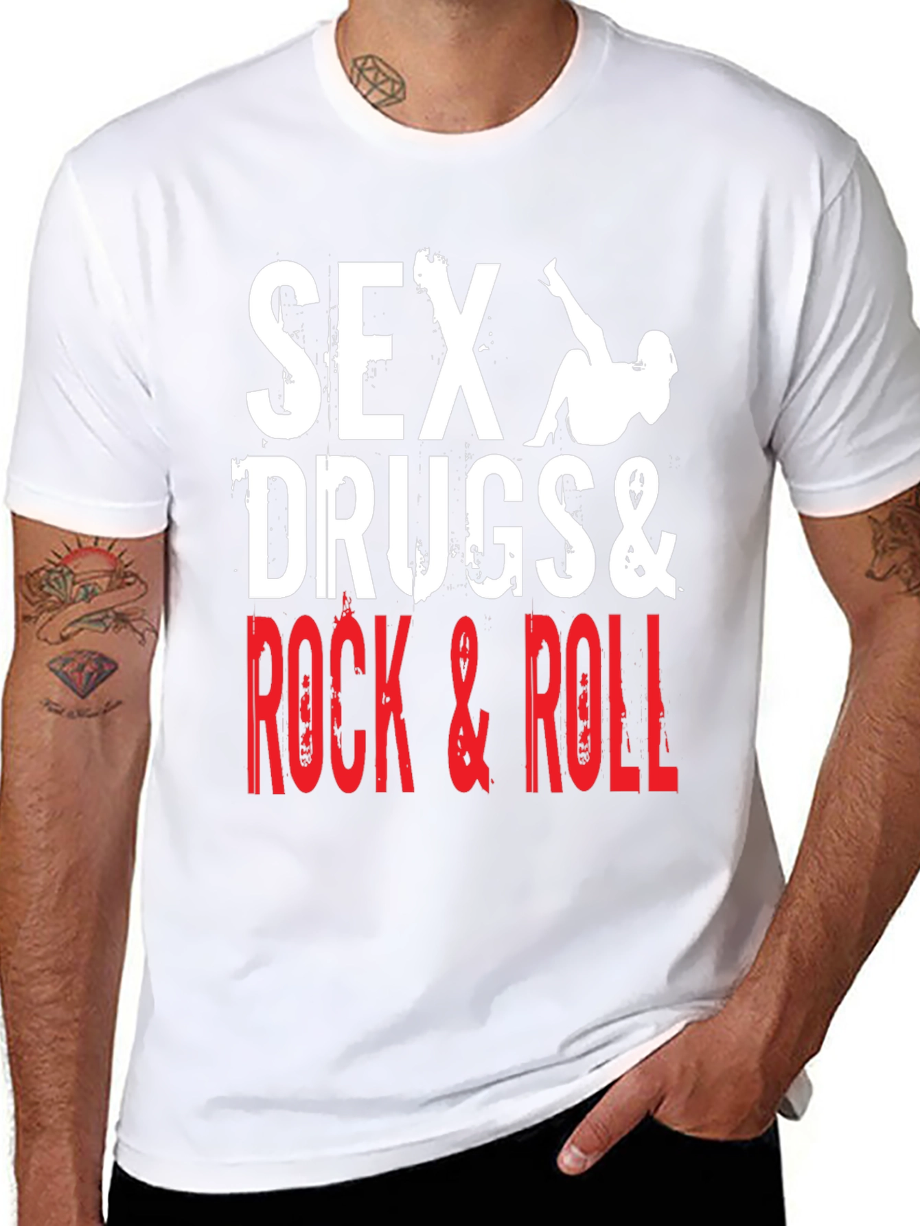 Black Sex, Drugs & Rock and Roll Graphic T-Shirt view 8