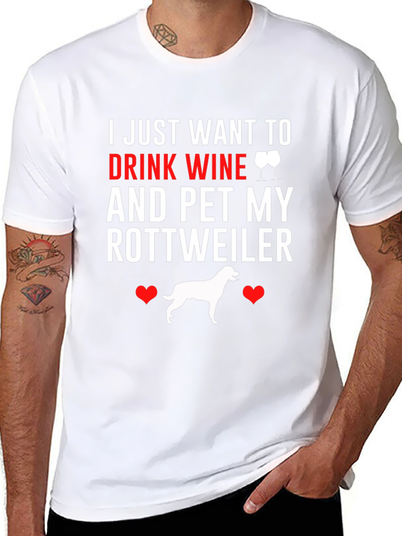 Black Wine & Rottweiler T-Shirt - Drink Wine Pet Dog view 8