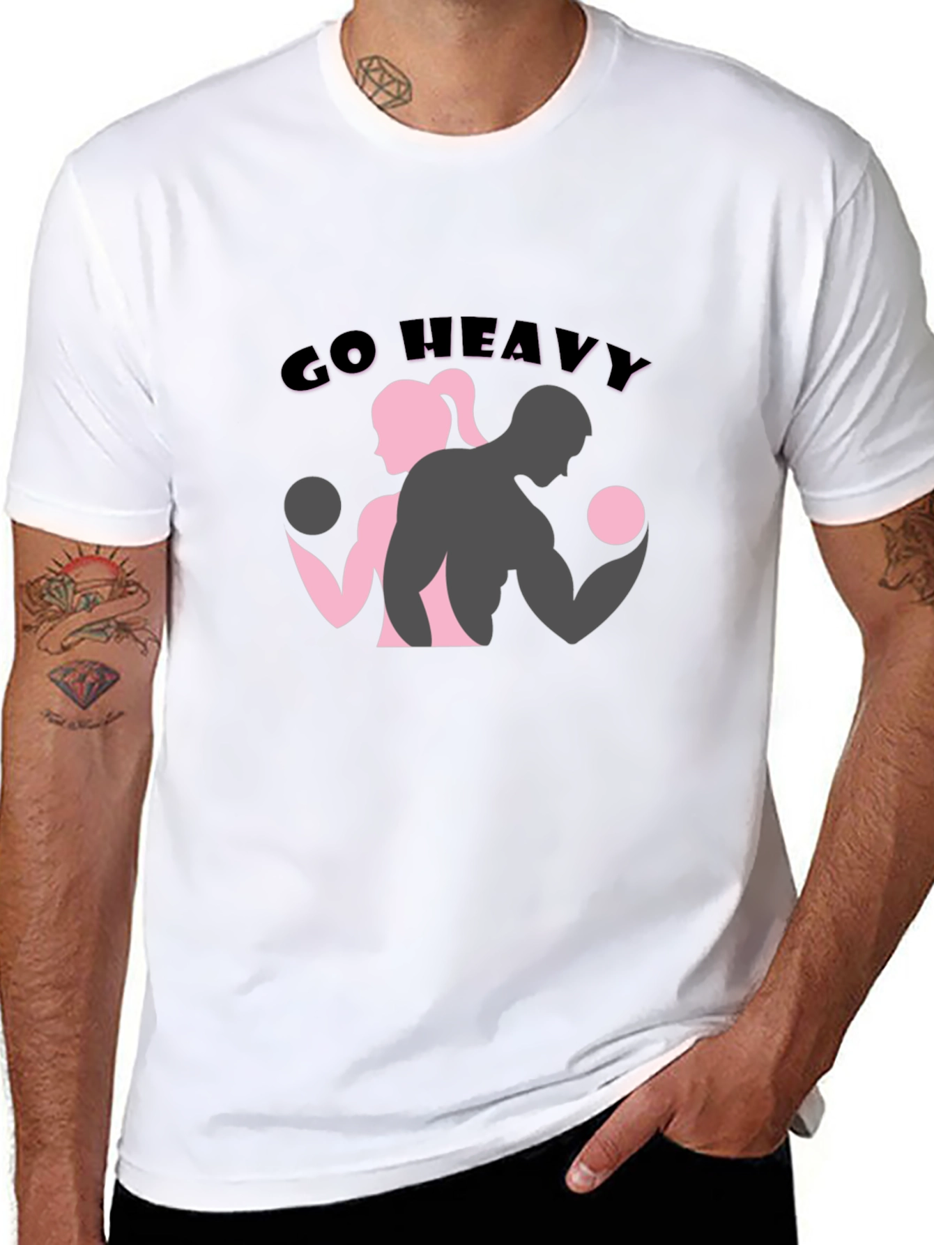 Black Go Heavy Unisex Black T-Shirt view 8