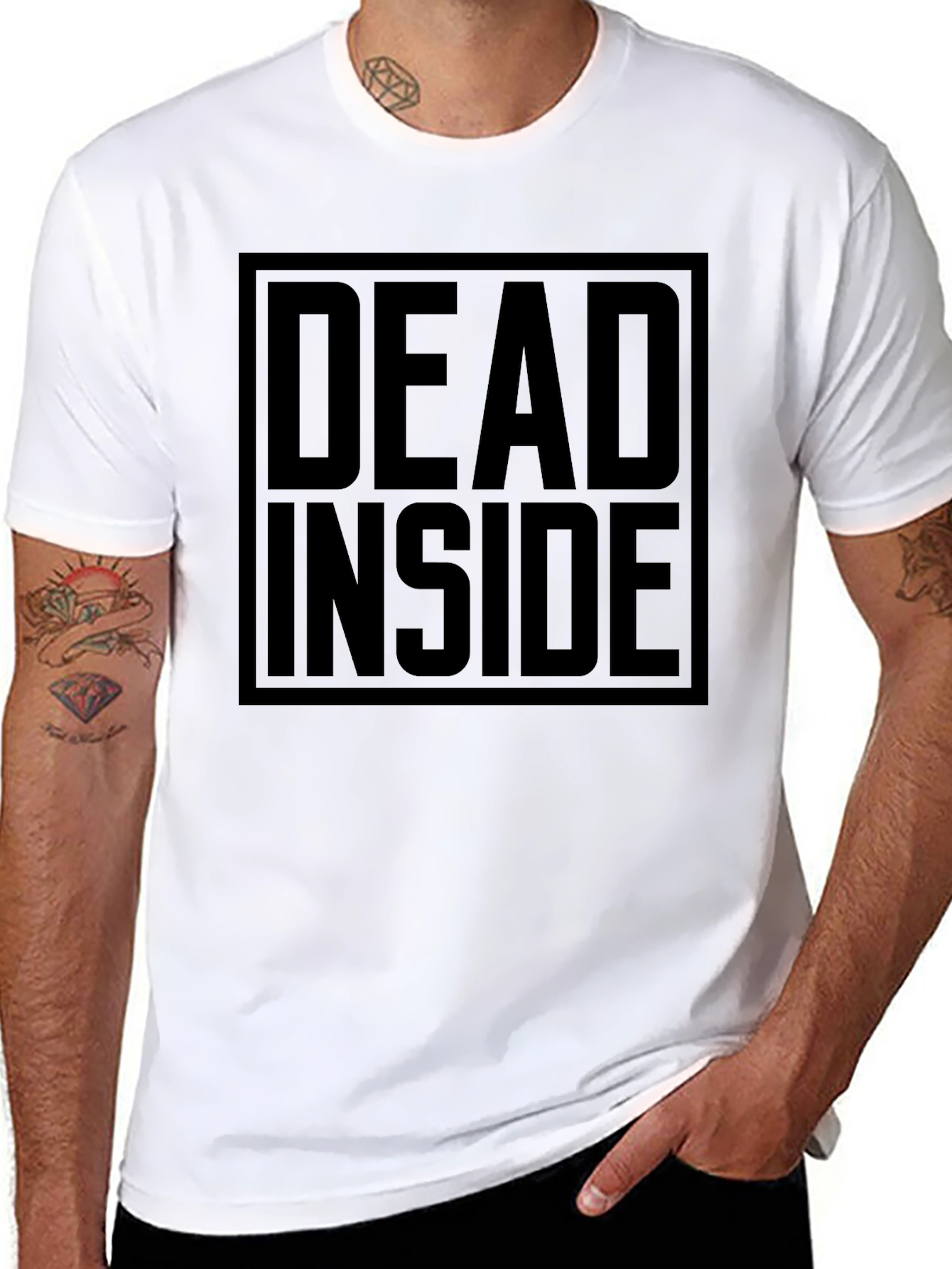 Black Dead Inside Graphic T-Shirt - Black, Unisex view 8