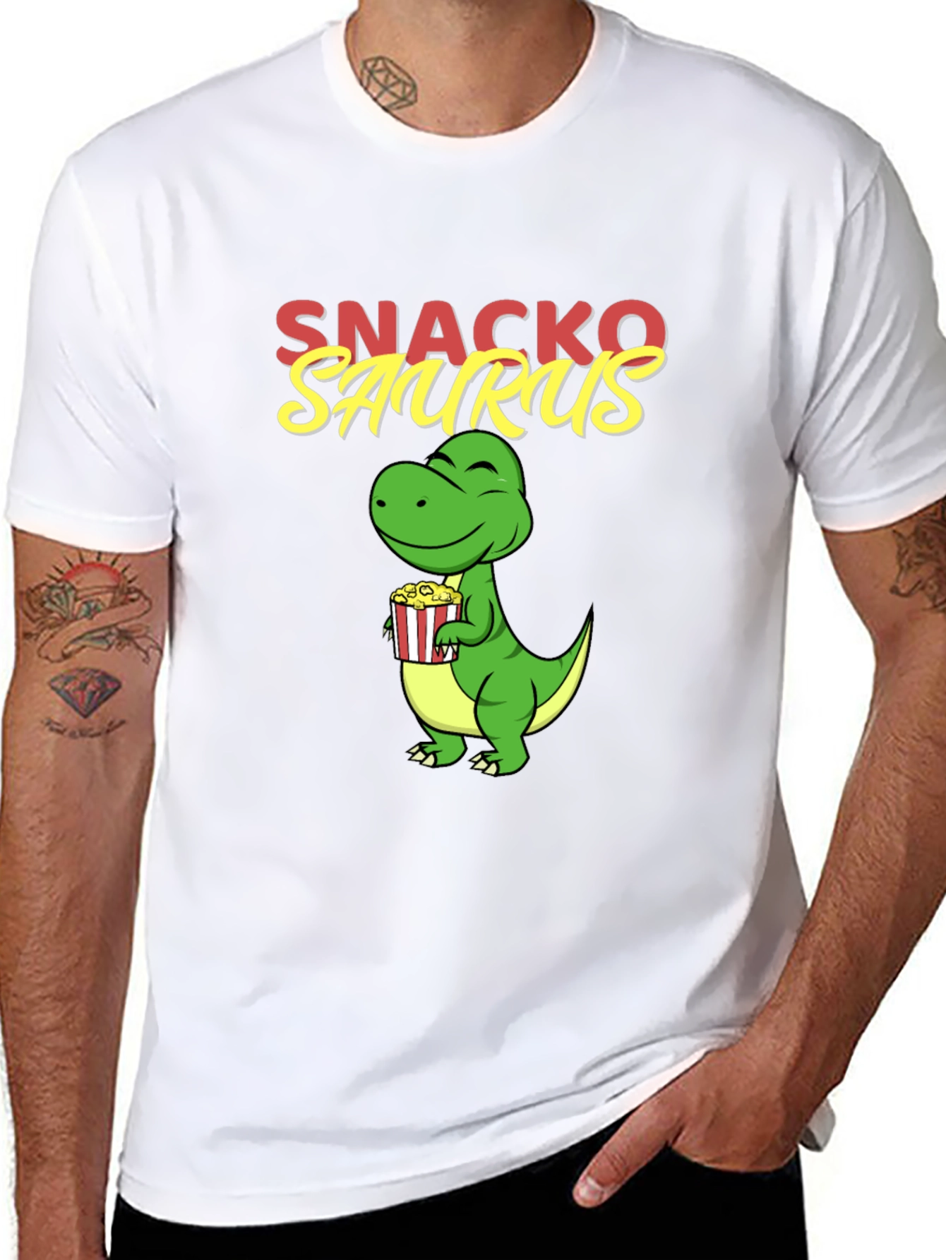 Black Snackosaurus Graphic Tee - Fun Dinosaur T-Shirt view 8