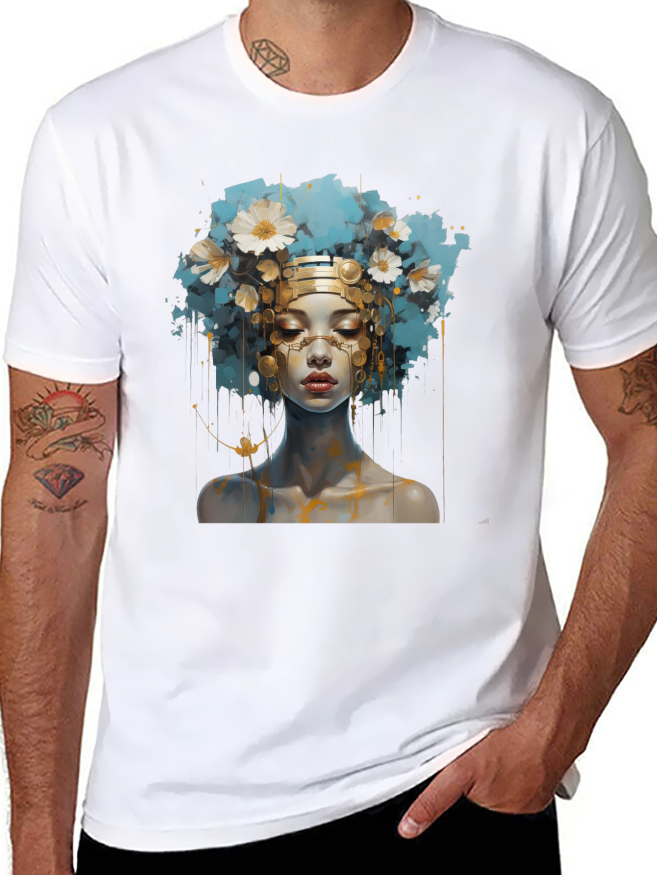 Black Artistic Woman Graphic Black Tee view 8