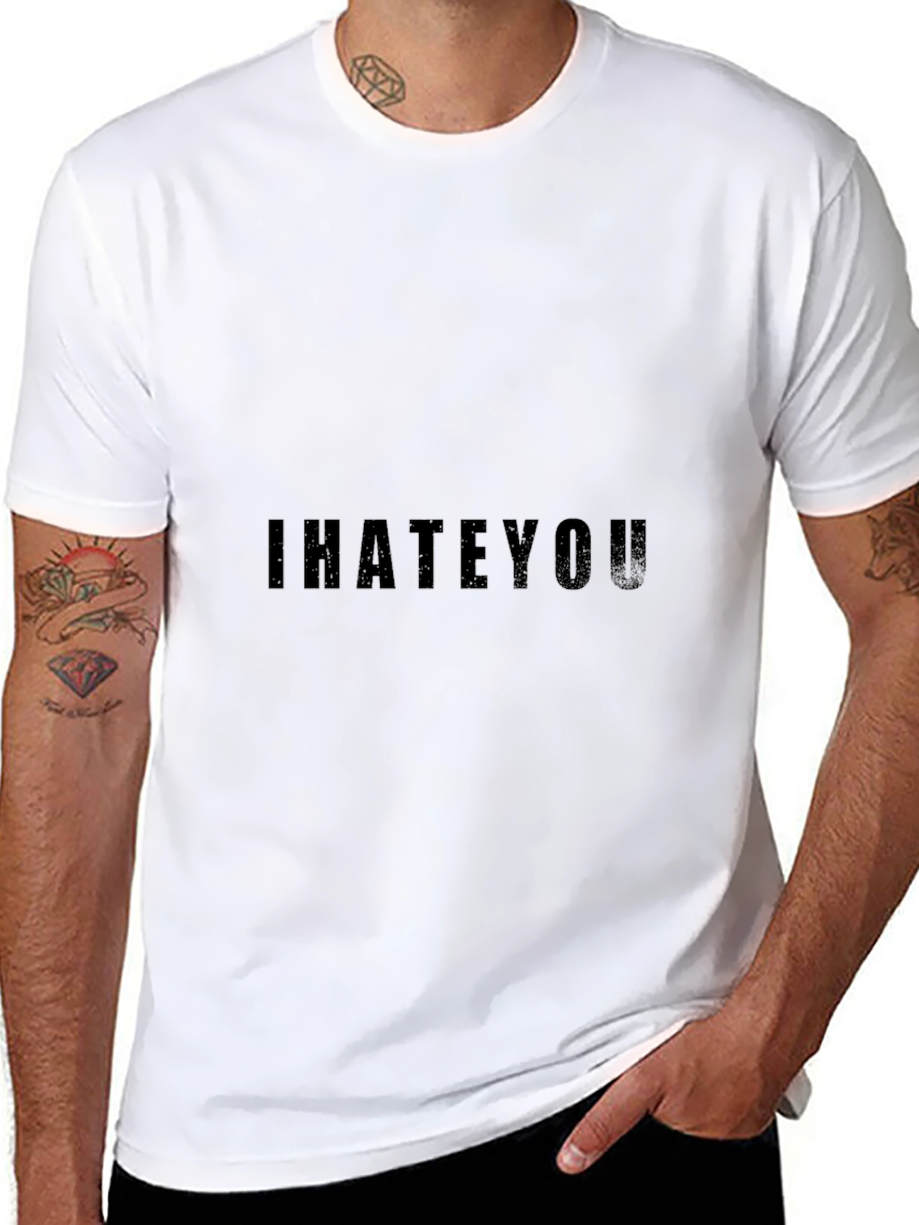 Black I Hate You Graphic T-Shirt - Black Casual Tee view 8