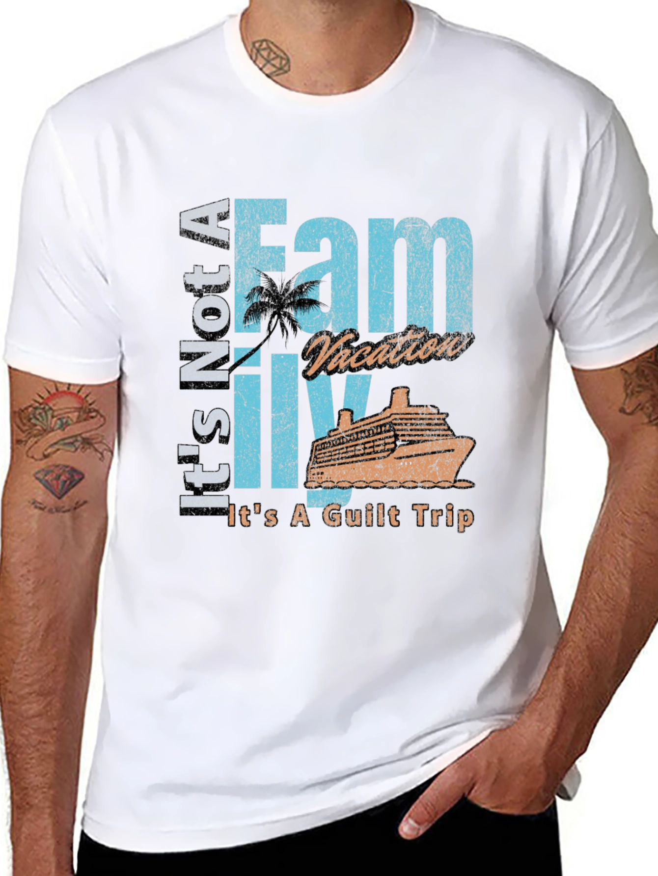 Black Funny Family Vacation Guilt Trip T-Shirt view 8