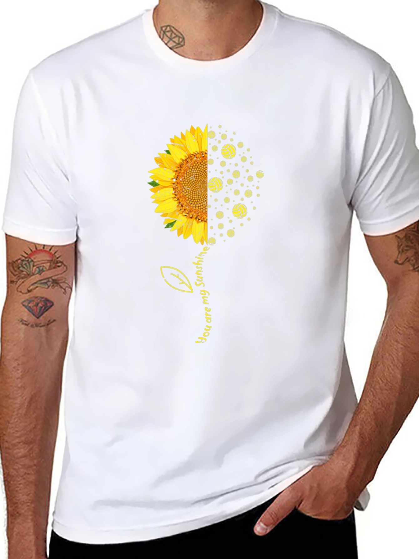 Black Sunflower Volleyball T-Shirt - You Are My Sunshine view 8