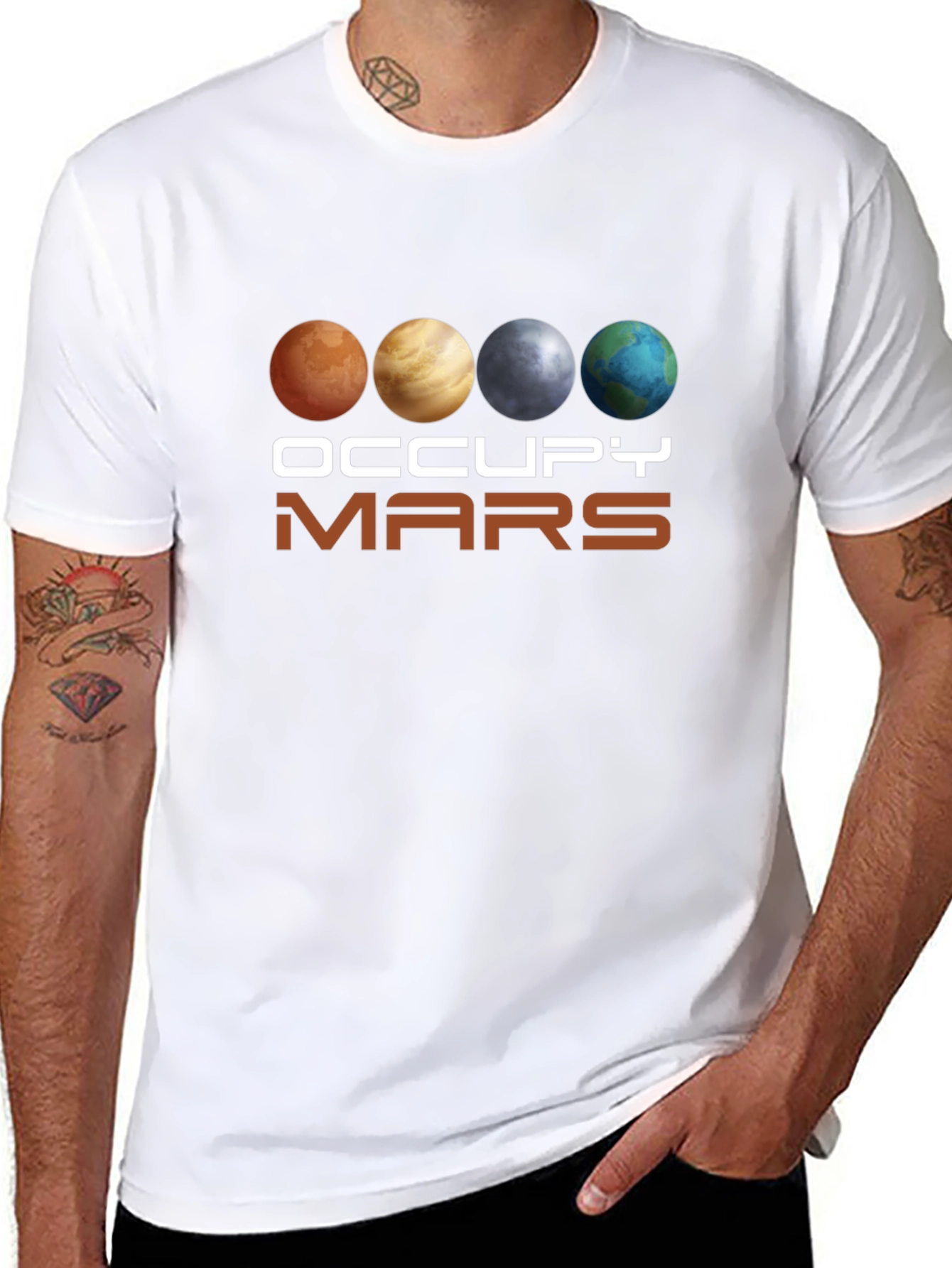 Black Occupy Mars Graphic Tee - Space Exploration T-Shirt view 8