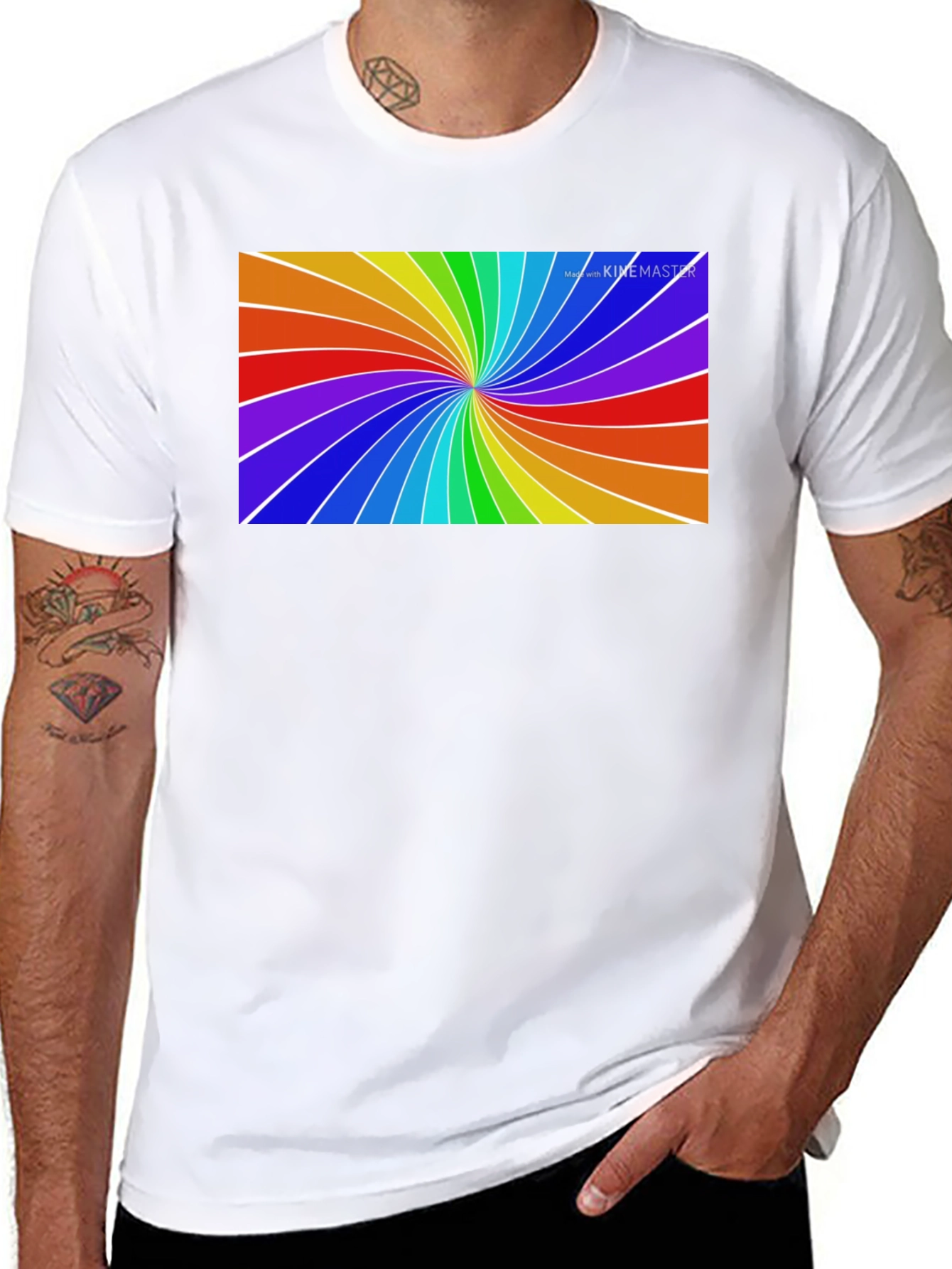 Black Rainbow Swirl Tee - Vivid Graphic Print view 8