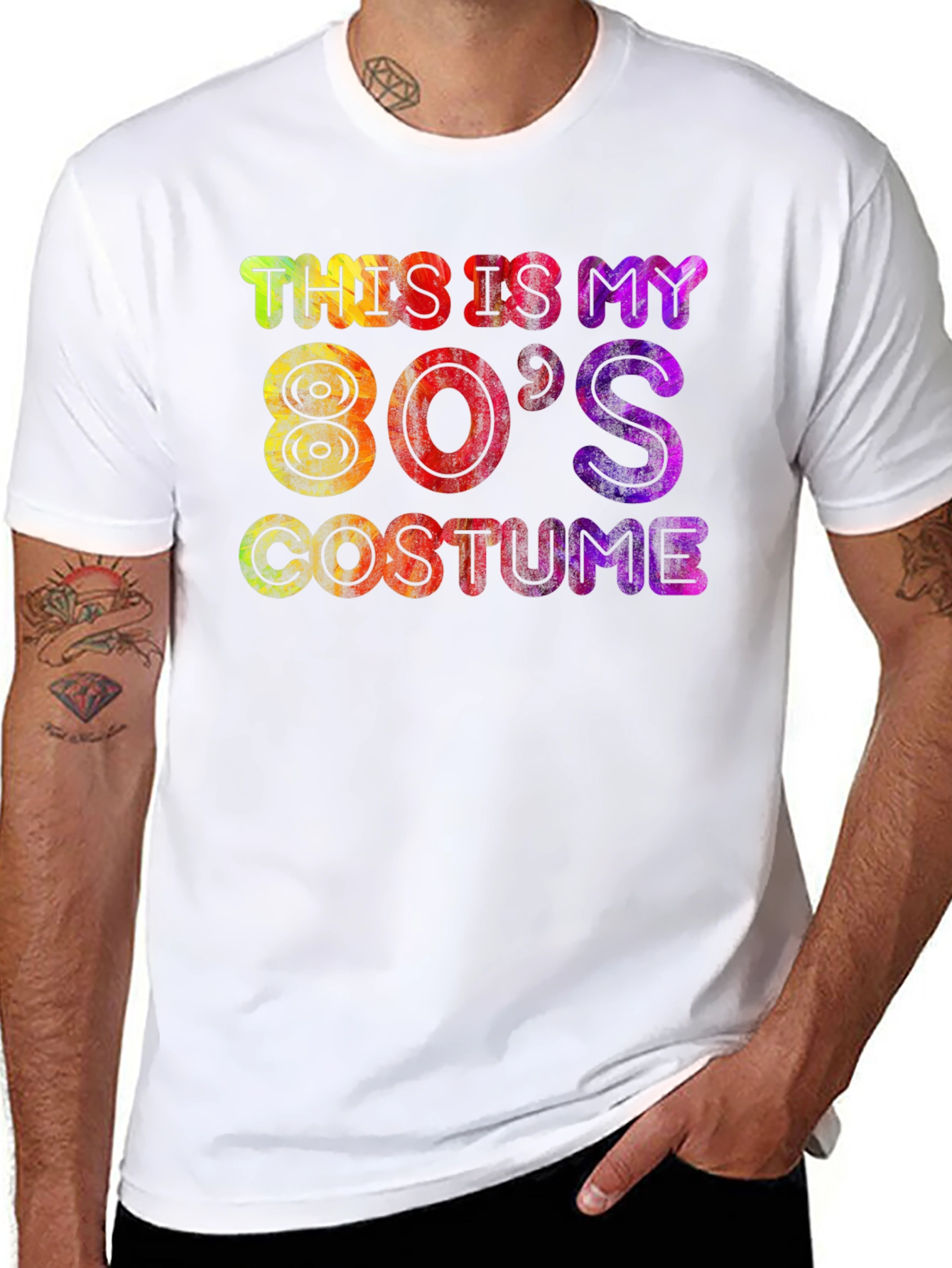 Black 80's Costume T-Shirt - Retro Party Tee view 8