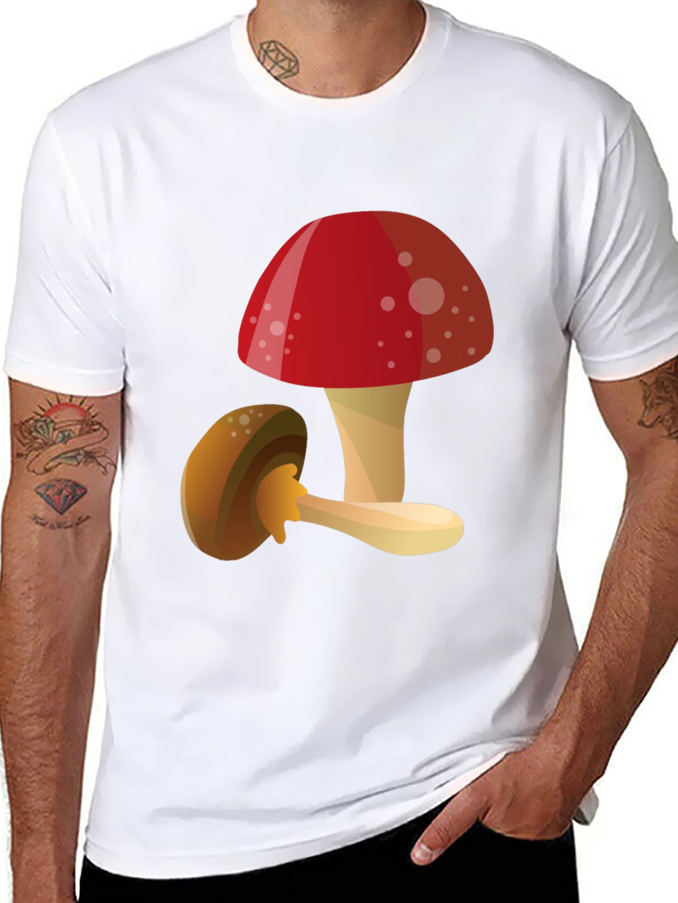 Black Mushroom Graphic T-Shirt - Funky Casual Tee view 8