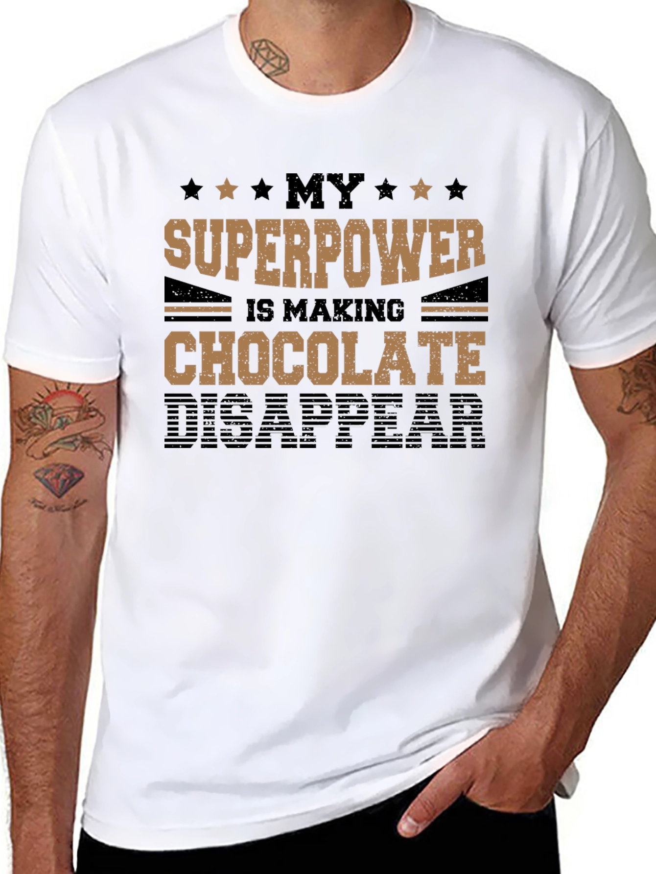 Black Chocolate Disappearing Superpower T-Shirt view 8
