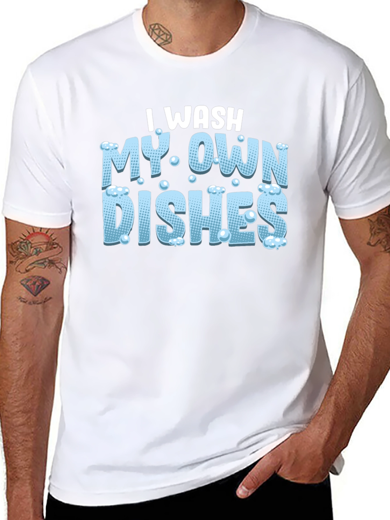 Black I Wash My Own Dishes Black T-Shirt view 8