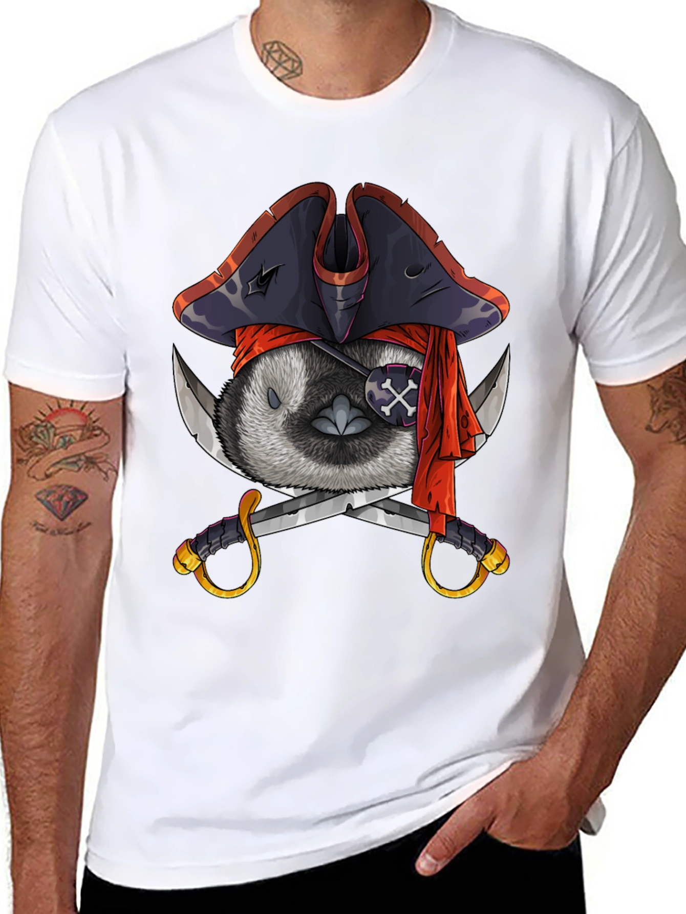 Black Pirate Raccoon Graphic T-Shirt view 8