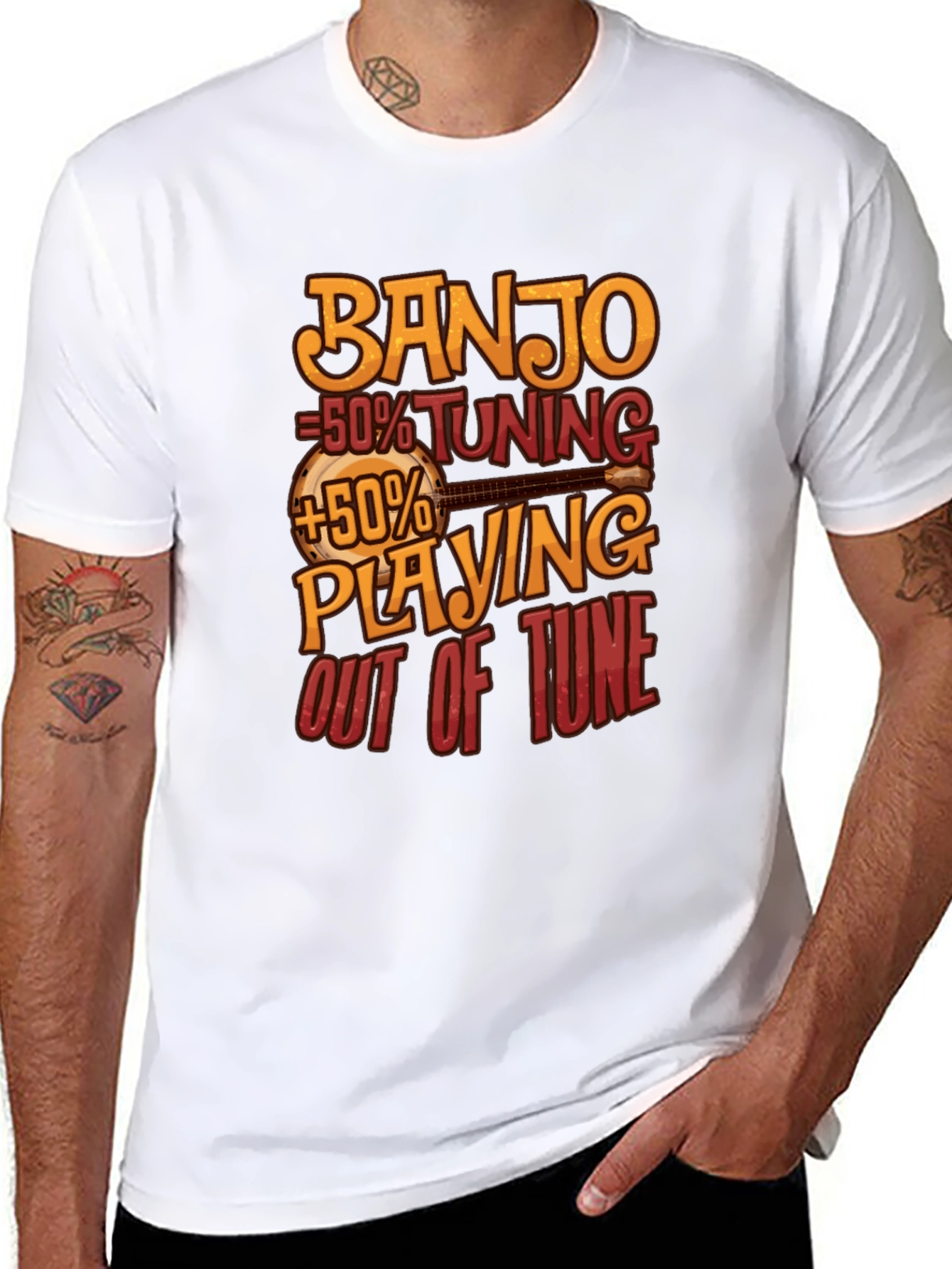 Black Banjo Tuning Playing Funny Musician T-Shirt view 8