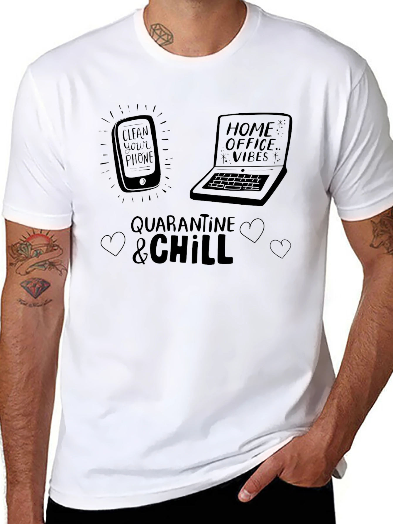 Black Quarantine & Chill Graphic T-Shirt view 8