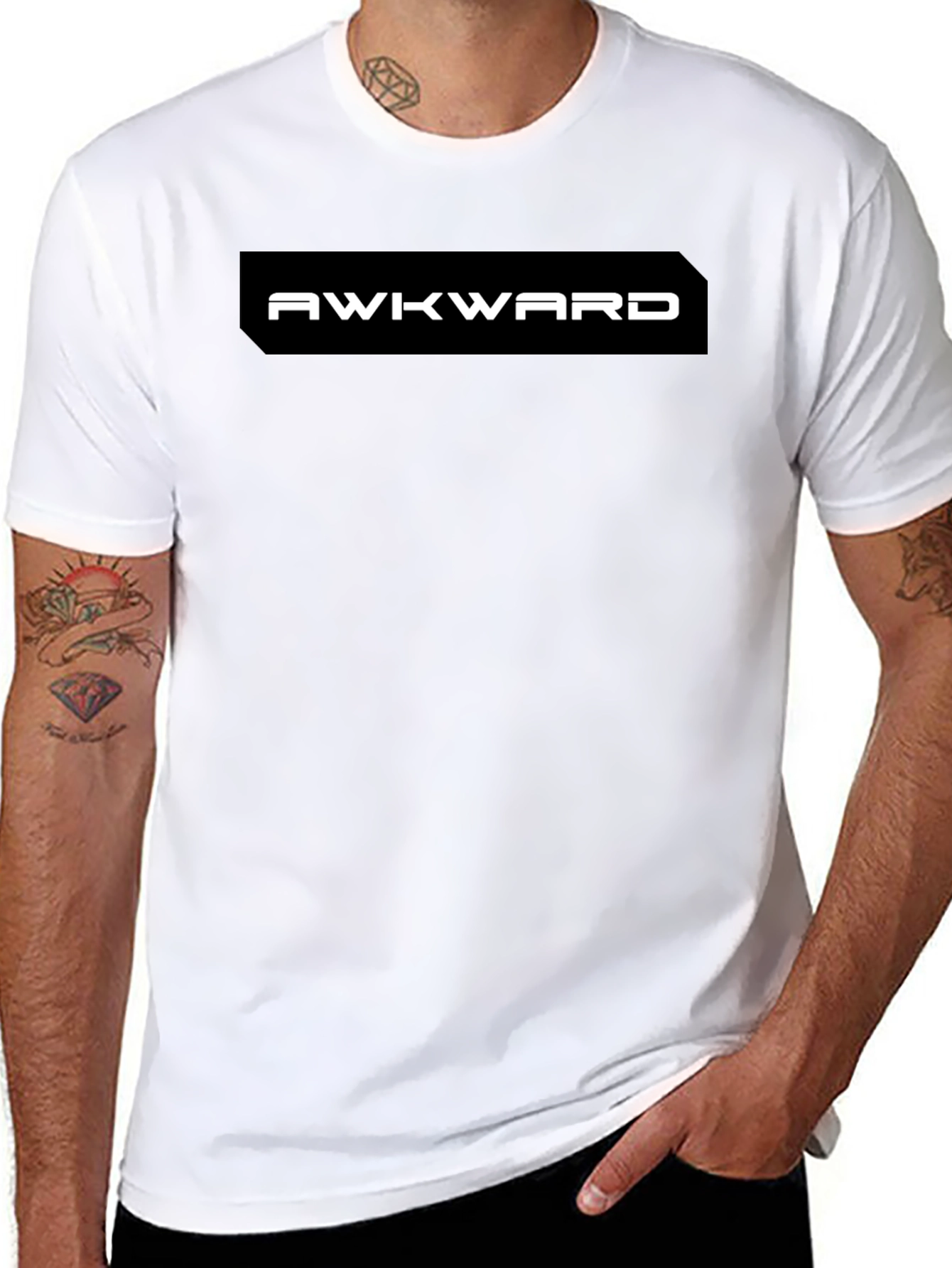 Black Awkward Graphic Tee - Black Casual T-Shirt view 8