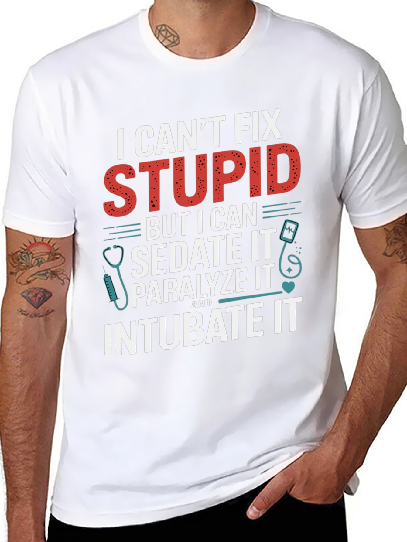Black I Can't Fix Stupid T-Shirt view 8
