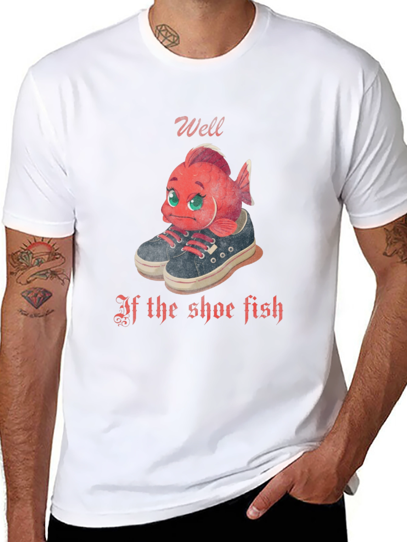 Black Shoe Fish T-Shirt - Novelty Graphic Tee view 8