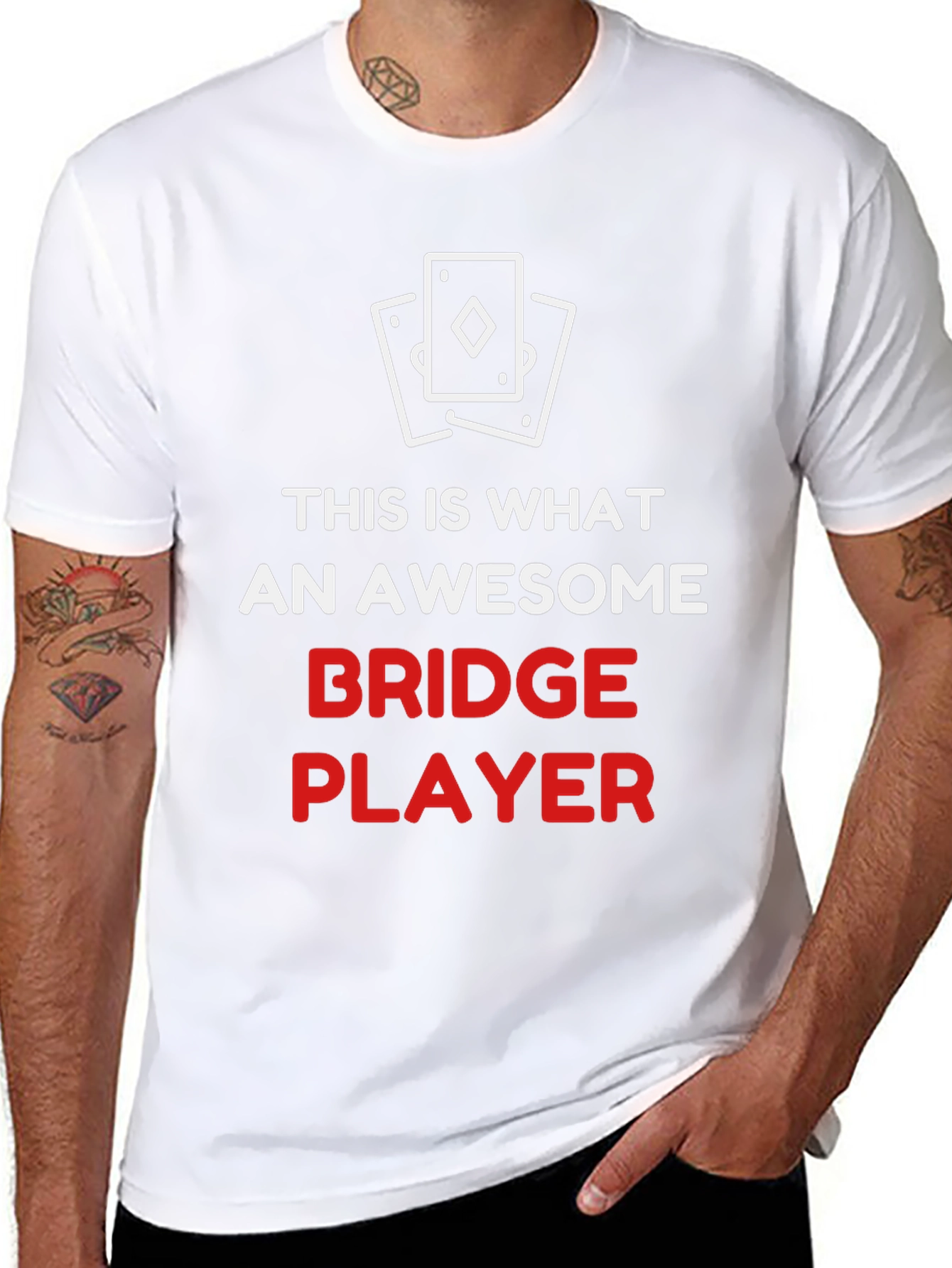 Black Awesome Bridge Player T-Shirt view 8
