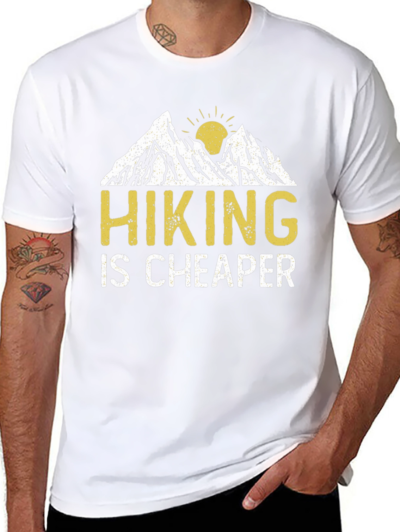 Black Hiking is Cheaper Graphic T-Shirt view 8