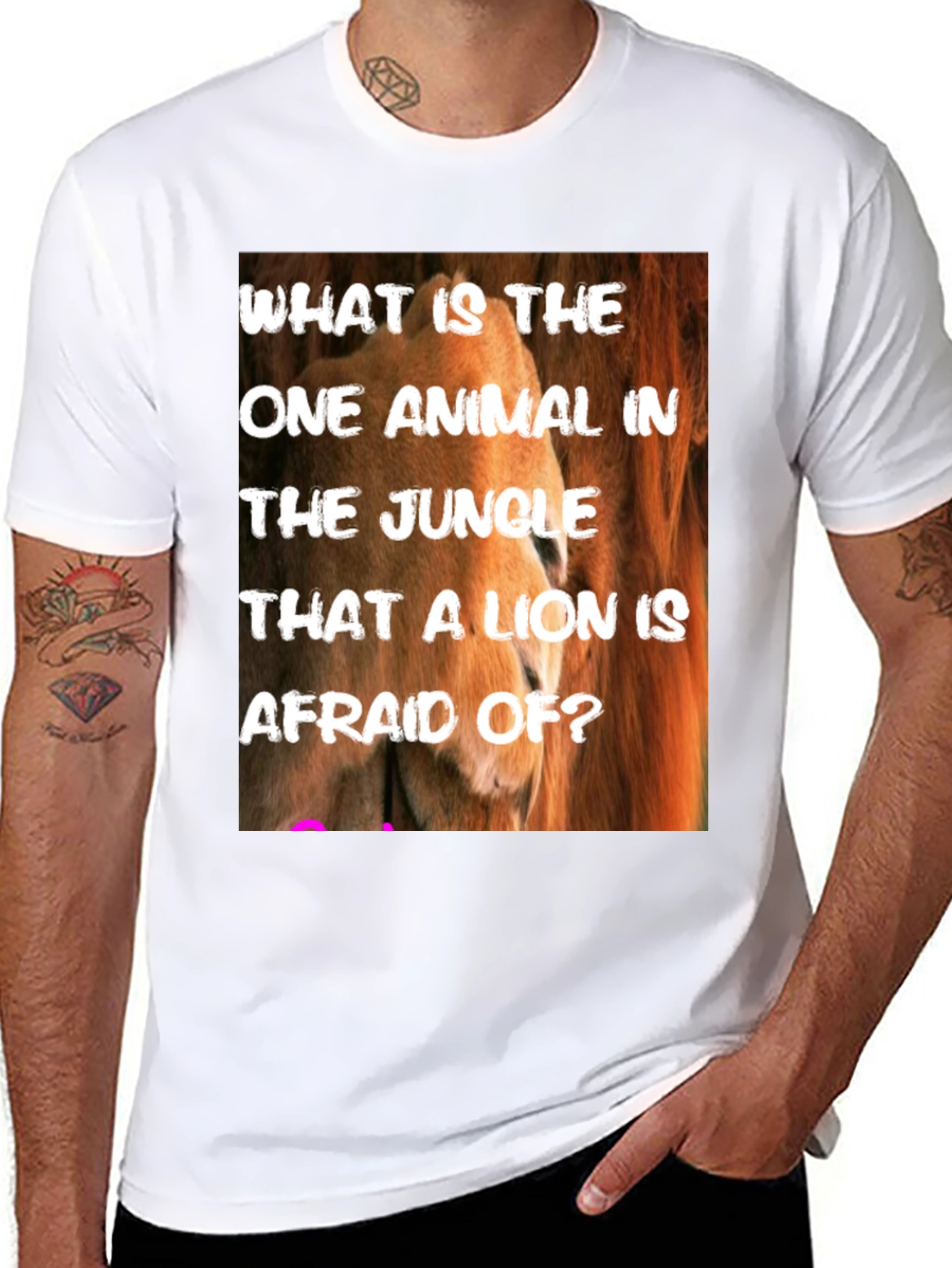 Black Lion Riddle Graphic Tee - Jungle Humor T-Shirt view 8