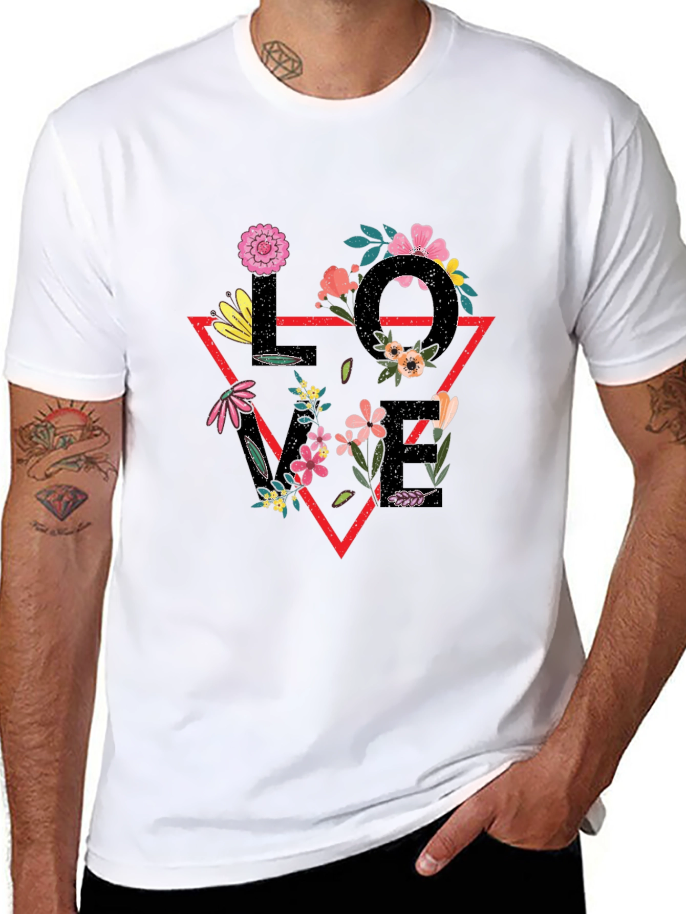 Black Floral LOVE Graphic Tee - Trendy Black T-Shirt view 8