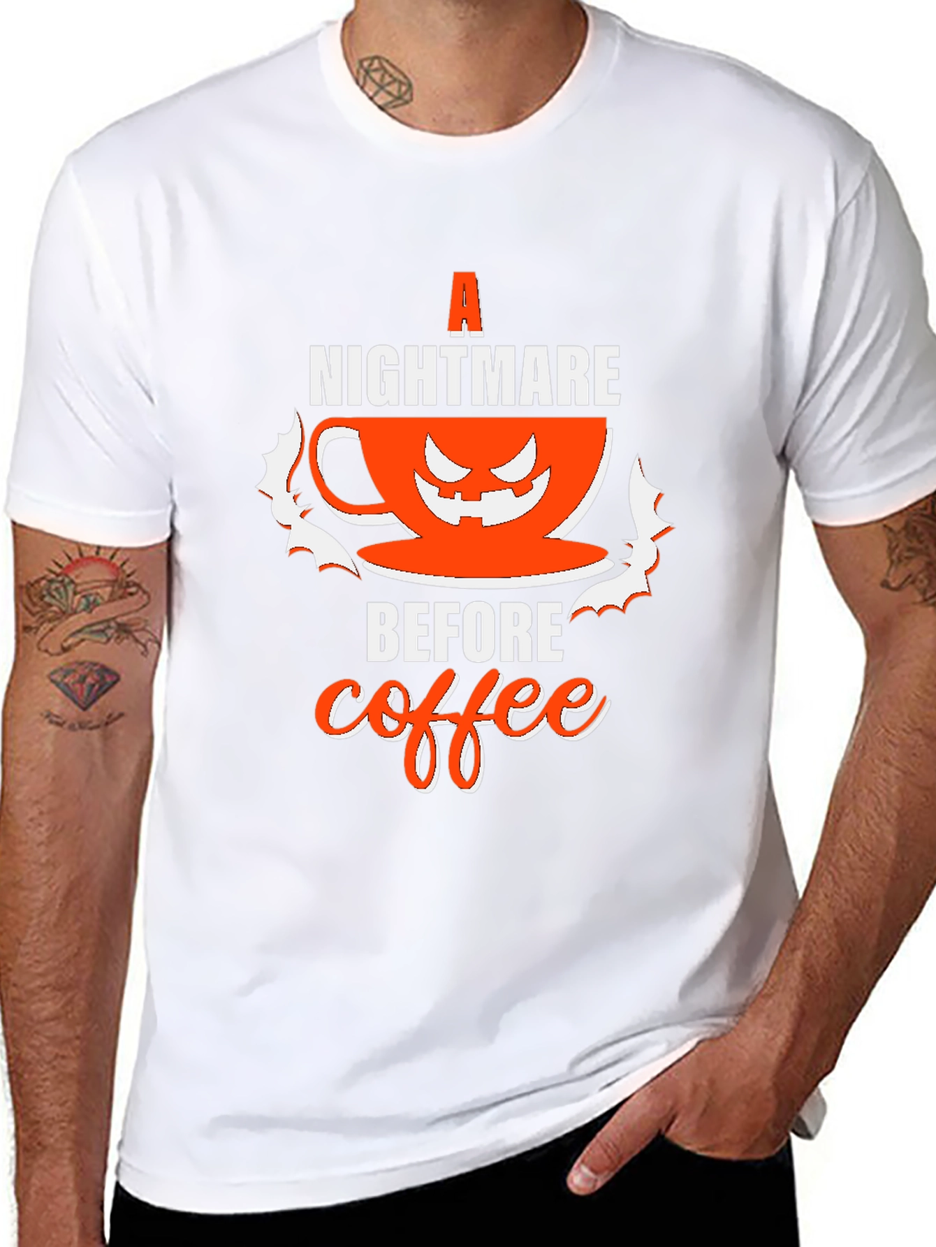 Black Nightmare Before Coffee Halloween T-Shirt view 8