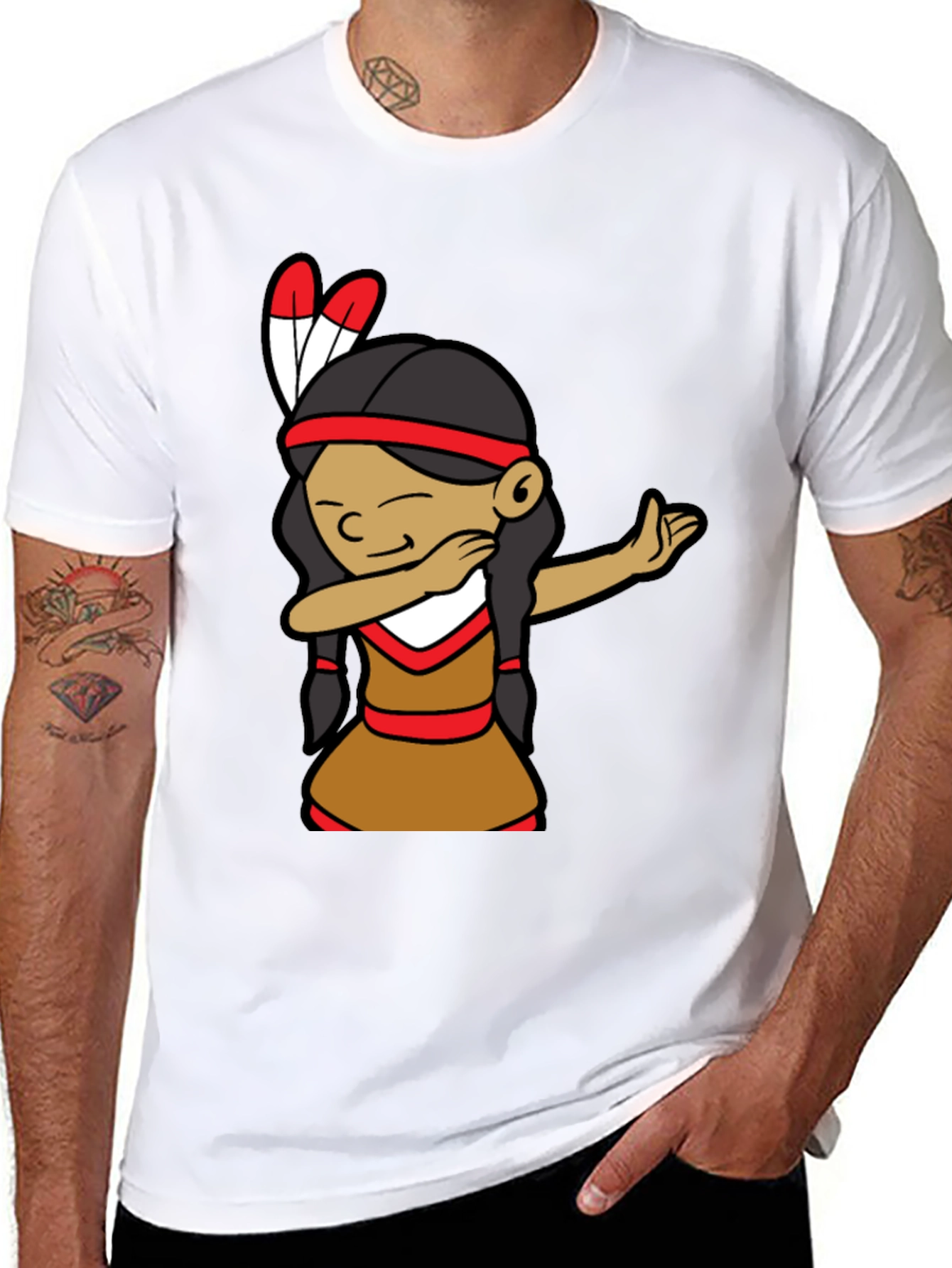 Black Native American Dab Dance Graphic Tee view 8