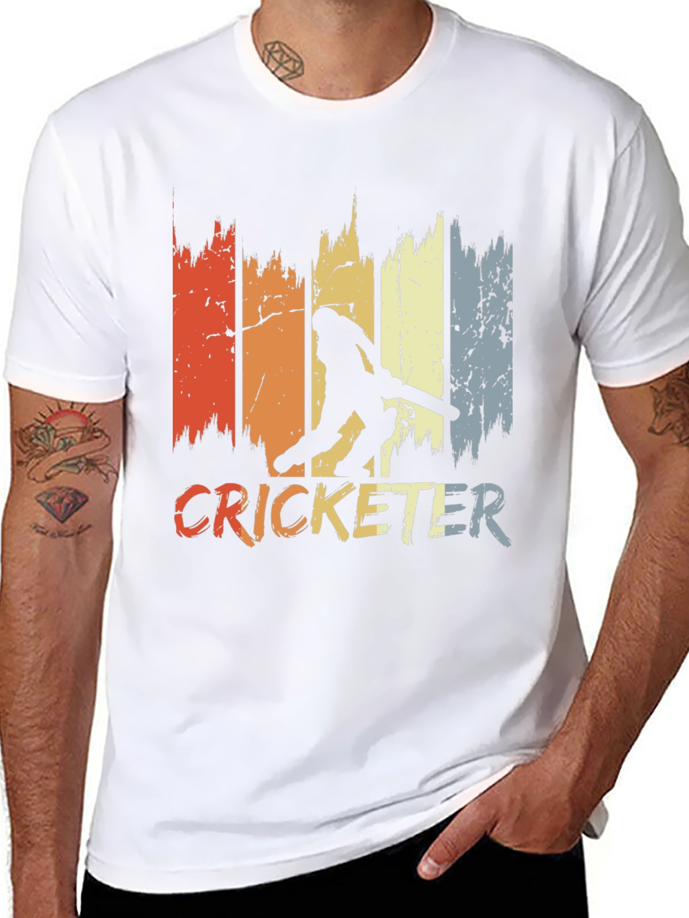 Black Vintage Cricketer T-Shirt - Retro Style view 8