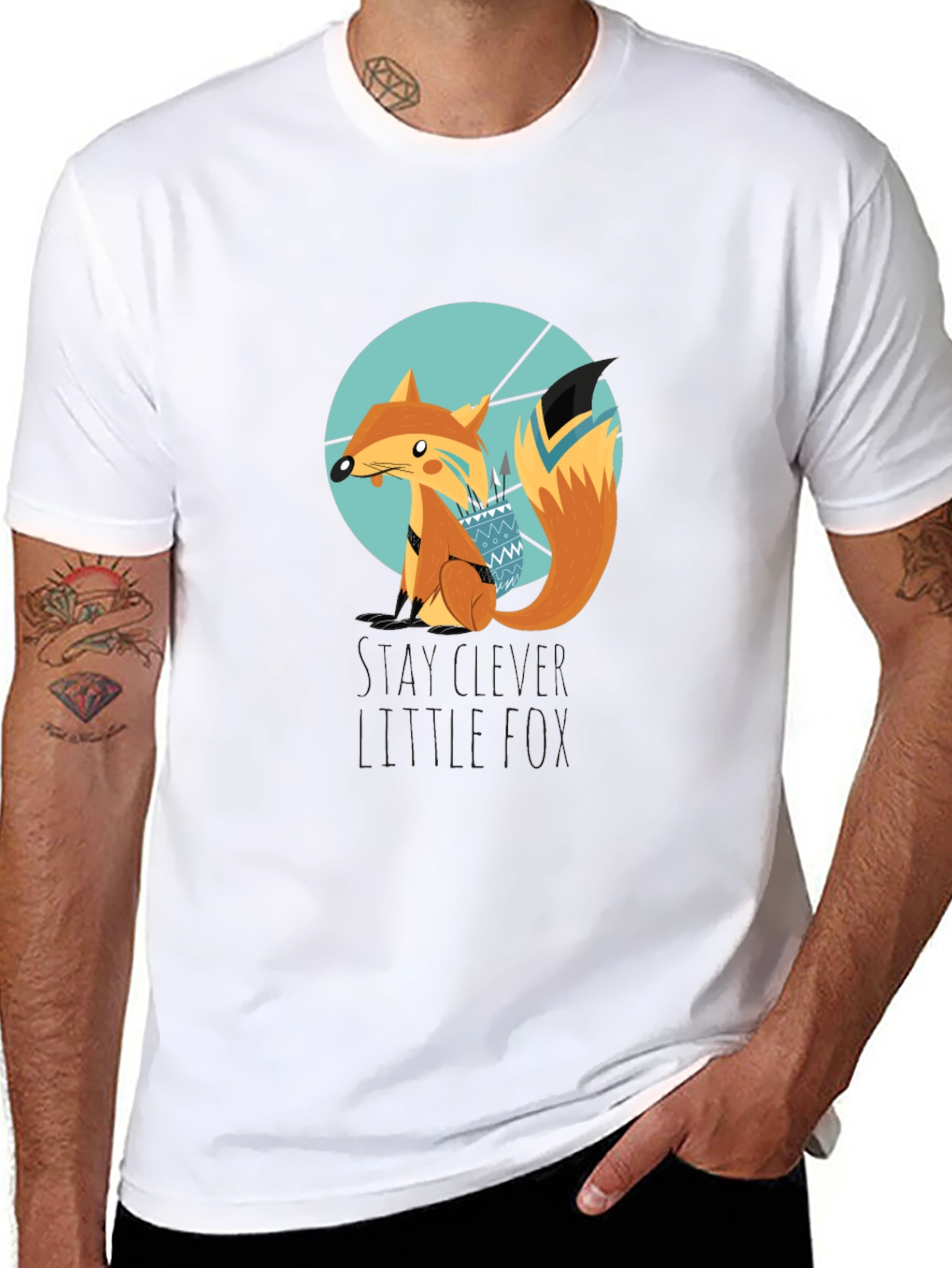 Black Stay Clever Little Fox Graphic T-Shirt view 8
