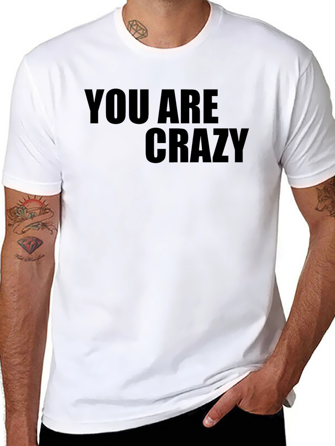 Black You Are Crazy Graphic Tee - Men's Black T-Shirt view 8