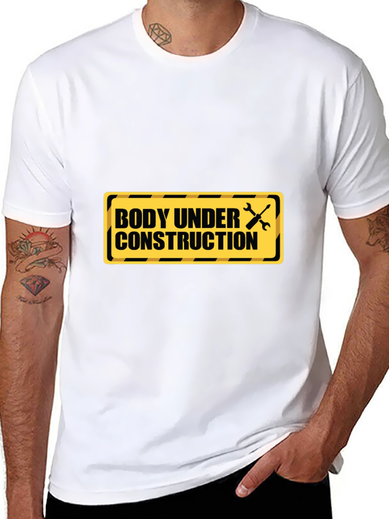 Black Body Under Construction T-Shirt - Gym & Fitness Apparel view 8