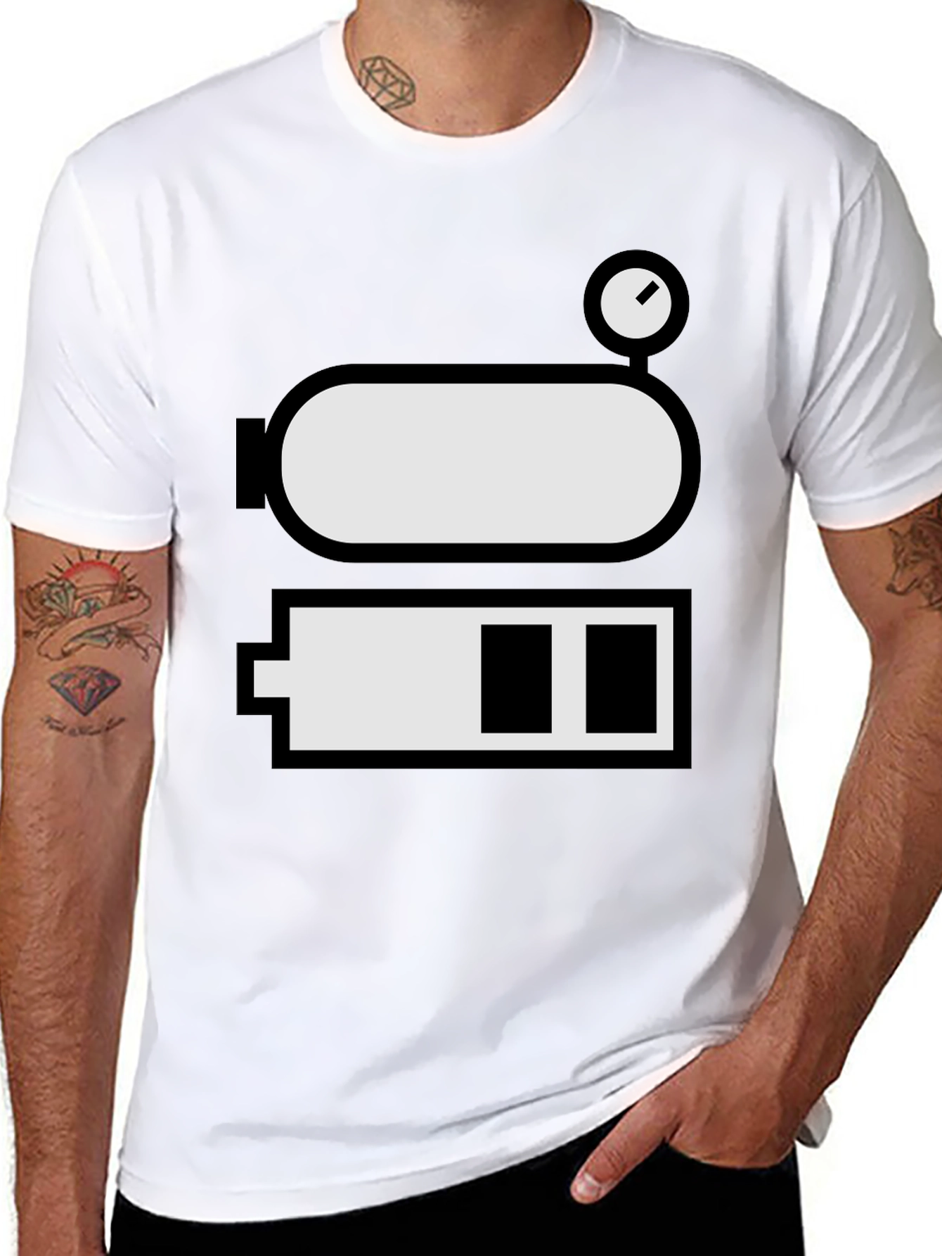 Black Low Battery Level Funny Graphic Tee view 8