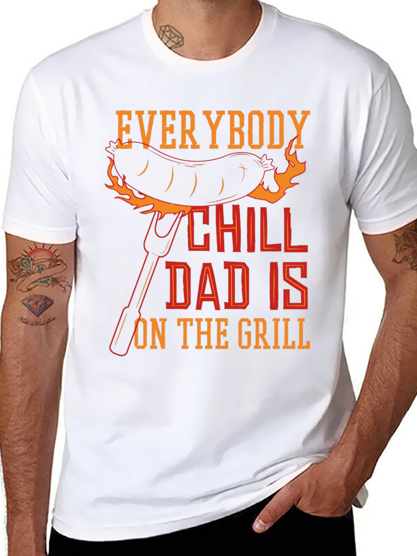 Black Everybody Chill Dad Is On The Grill T-Shirt view 8