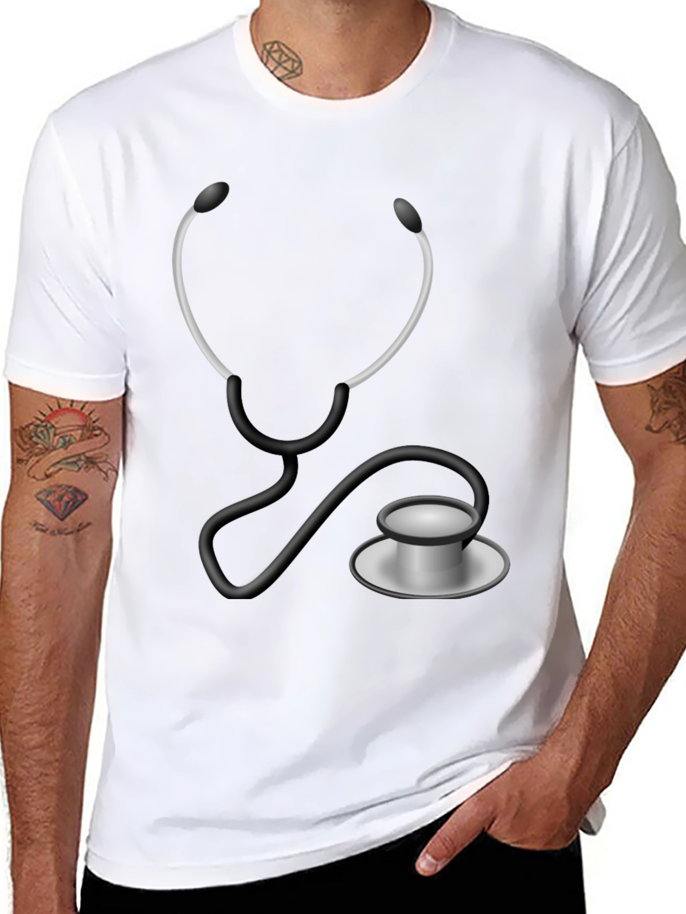 Black Stethoscope Graphic T-Shirt - Medical Humor Tee view 8
